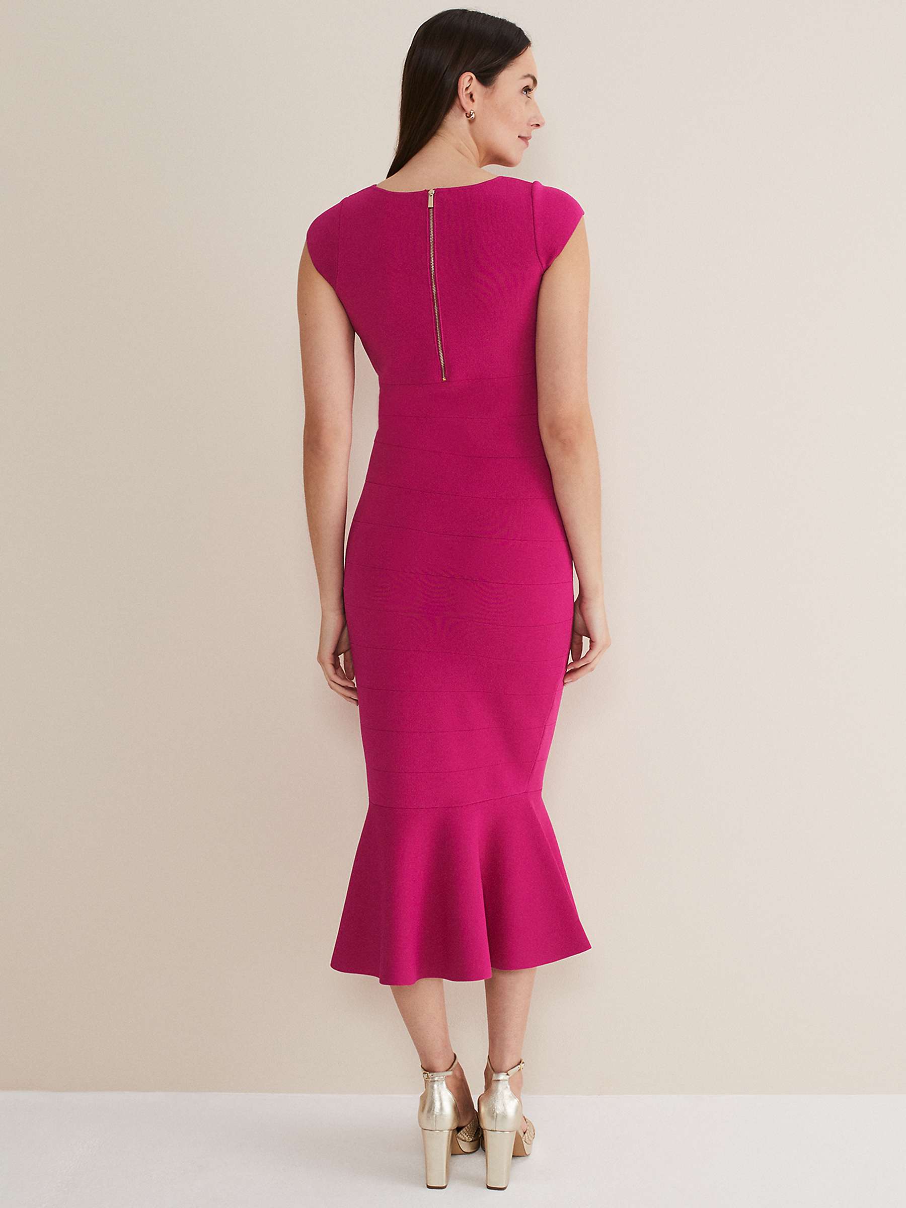 Buy Phase Eight Martha Bandage Midi Dress, Magenta Online at johnlewis.com