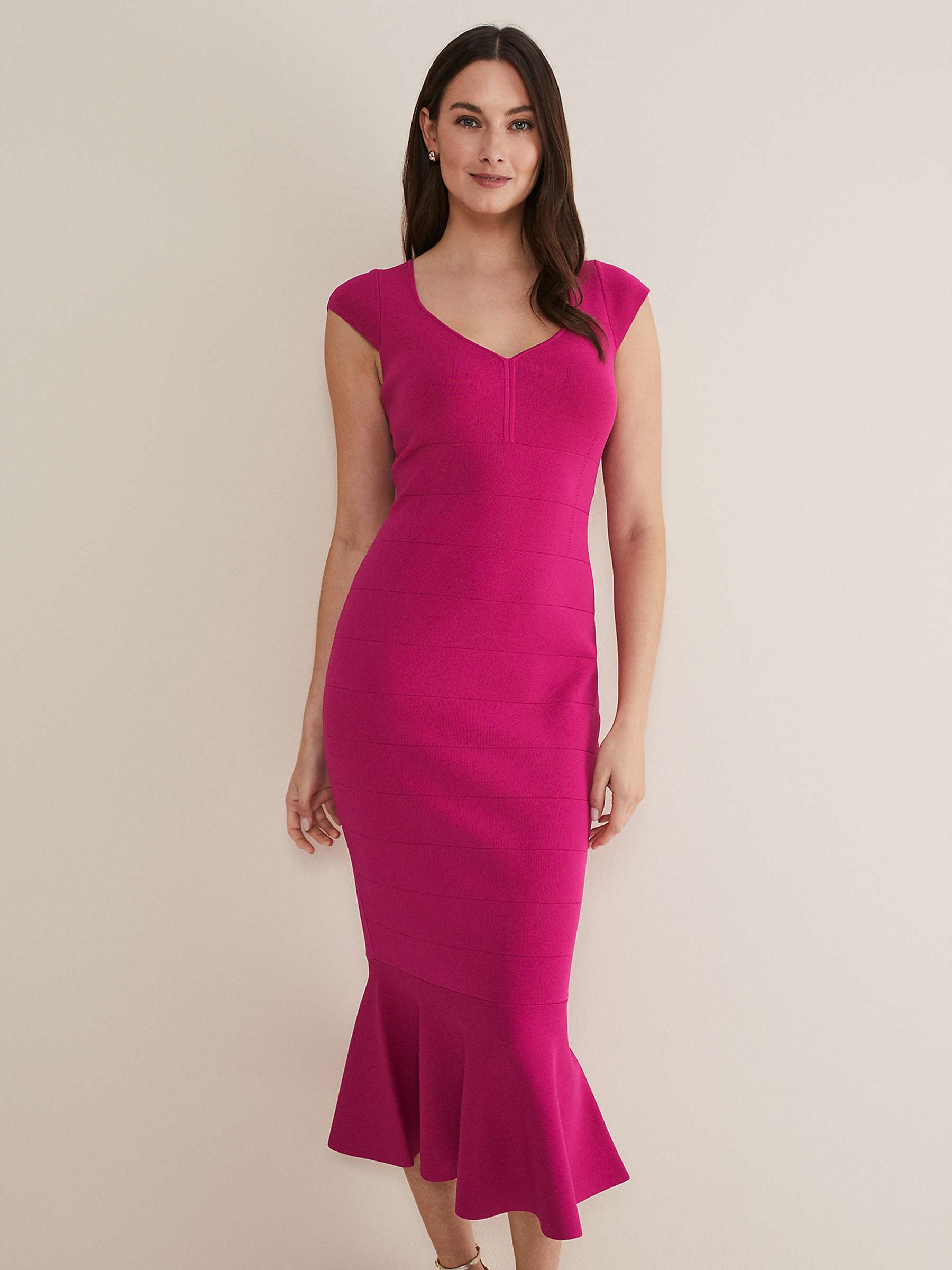 Buy Phase Eight Martha Bandage Midi Dress, Magenta Online at johnlewis.com