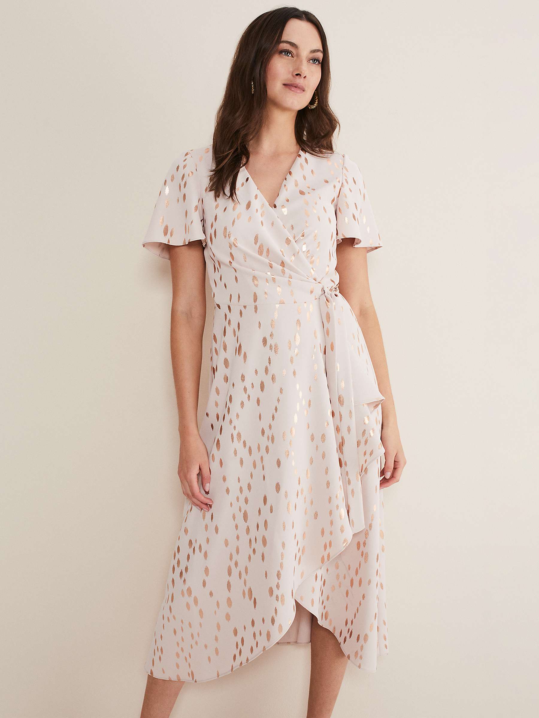 Buy Phase Eight Julissa Spot Print Midi Dress, Cameo/Rose Gold Online at johnlewis.com