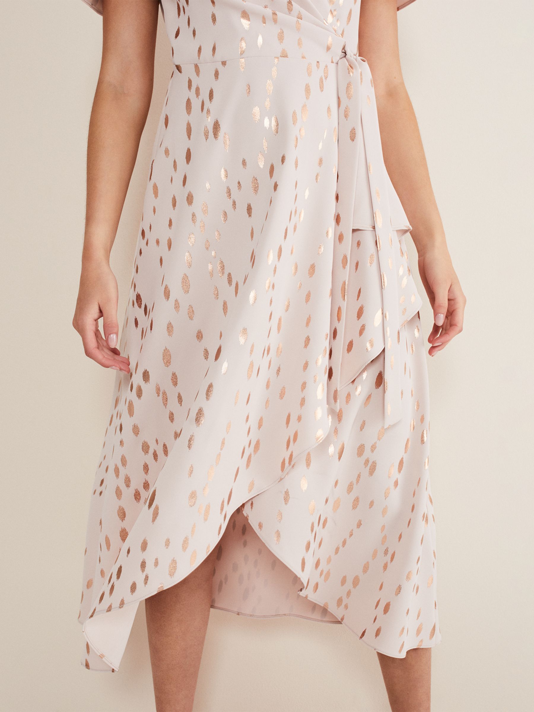 Buy Phase Eight Julissa Spot Print Midi Dress, Cameo/Rose Gold Online at johnlewis.com
