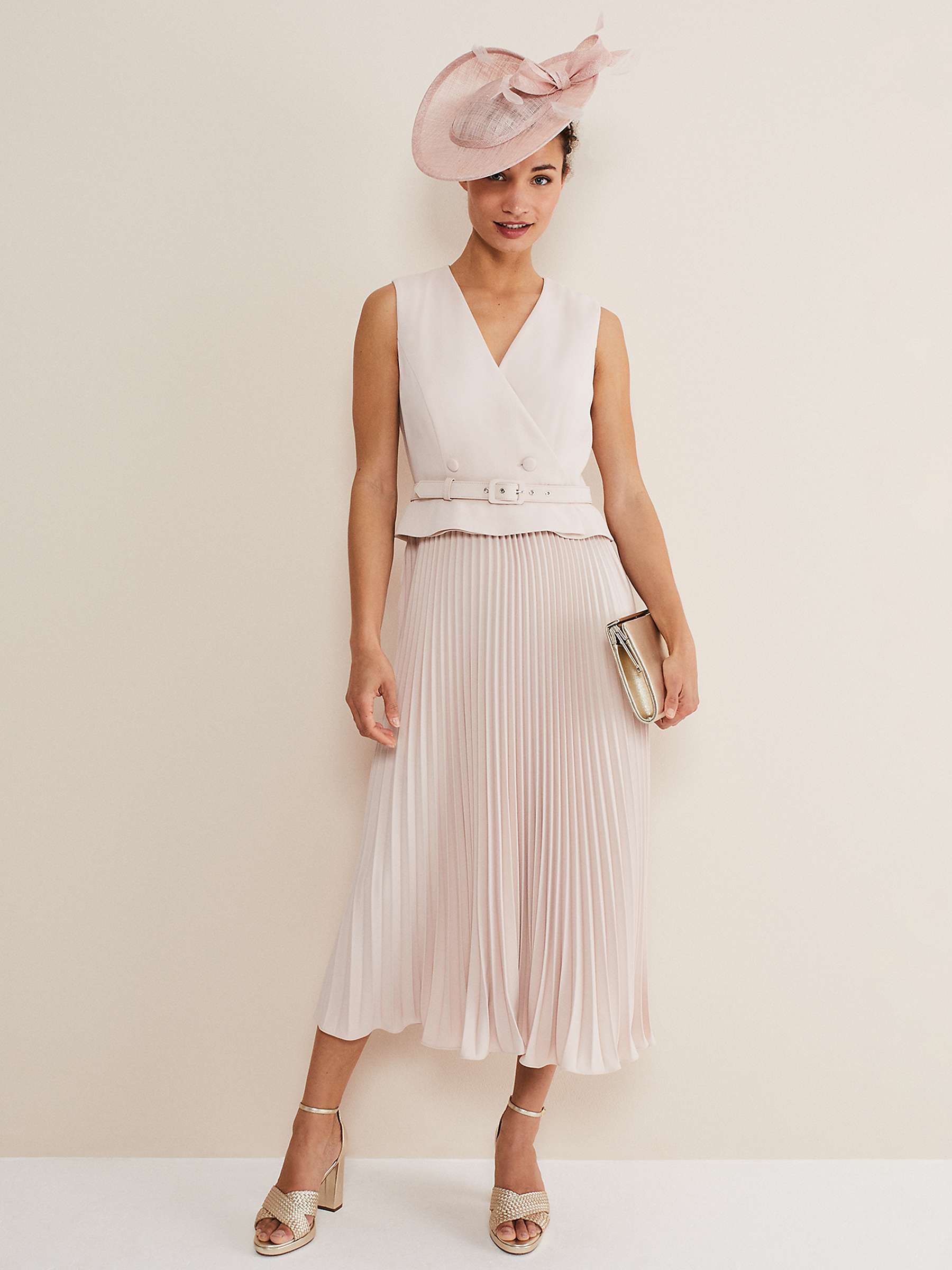 Buy Phase Eight Hetty Pleated Midi Dress, Antique Rose Online at johnlewis.com