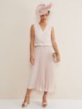 Phase Eight Hetty Pleated Midi Dress, Antique Rose, Antique Rose