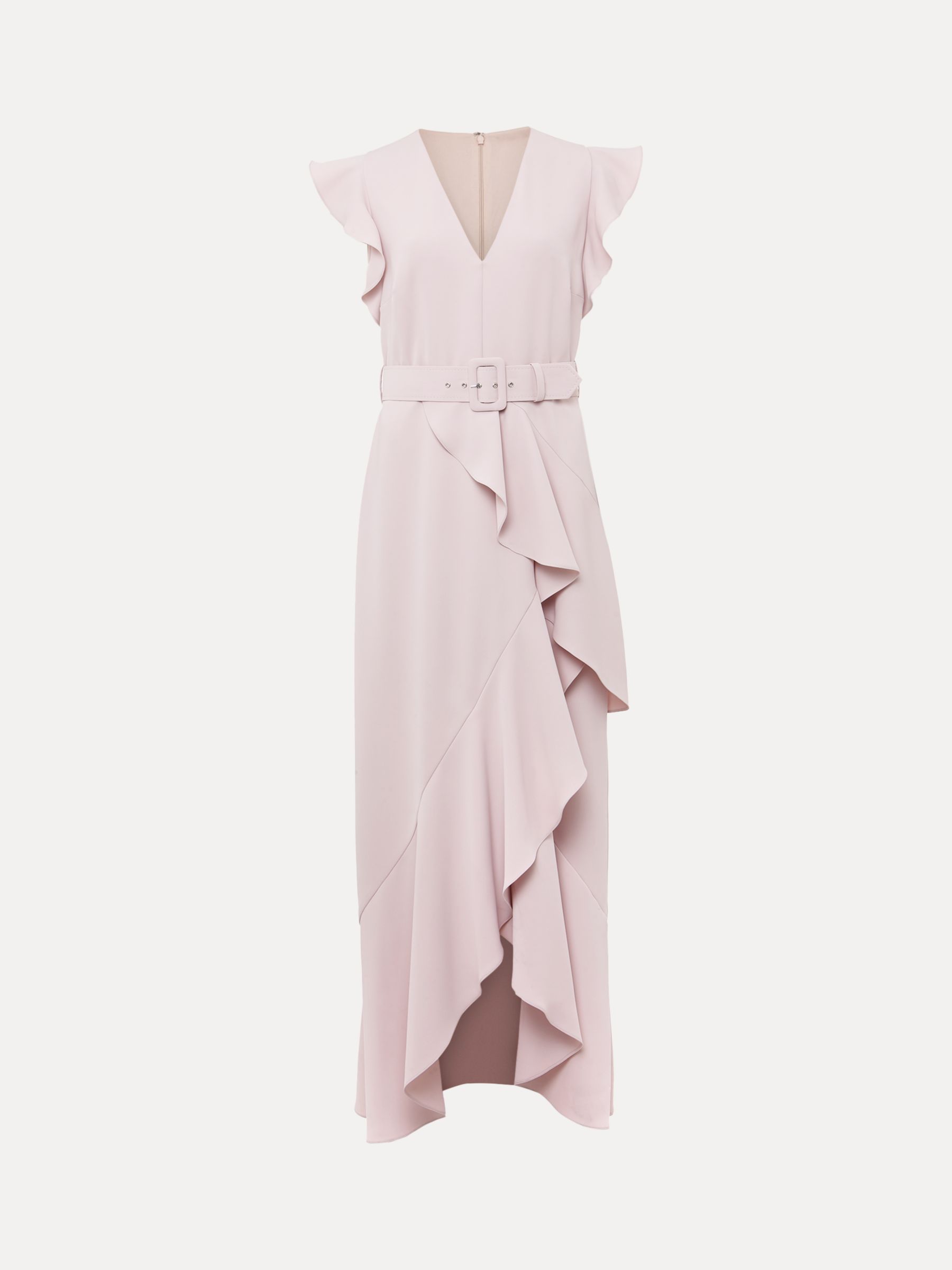 Phase Eight Phoebe Frill Belted Maxi Dress, Powder Pink, 6