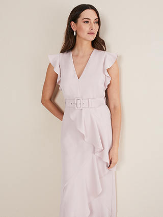 Phase Eight Phoebe Frill Belted Maxi Dress, Powder Pink