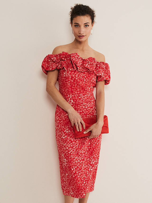 Phase Eight Senita Floral Dress, Red/Multi
