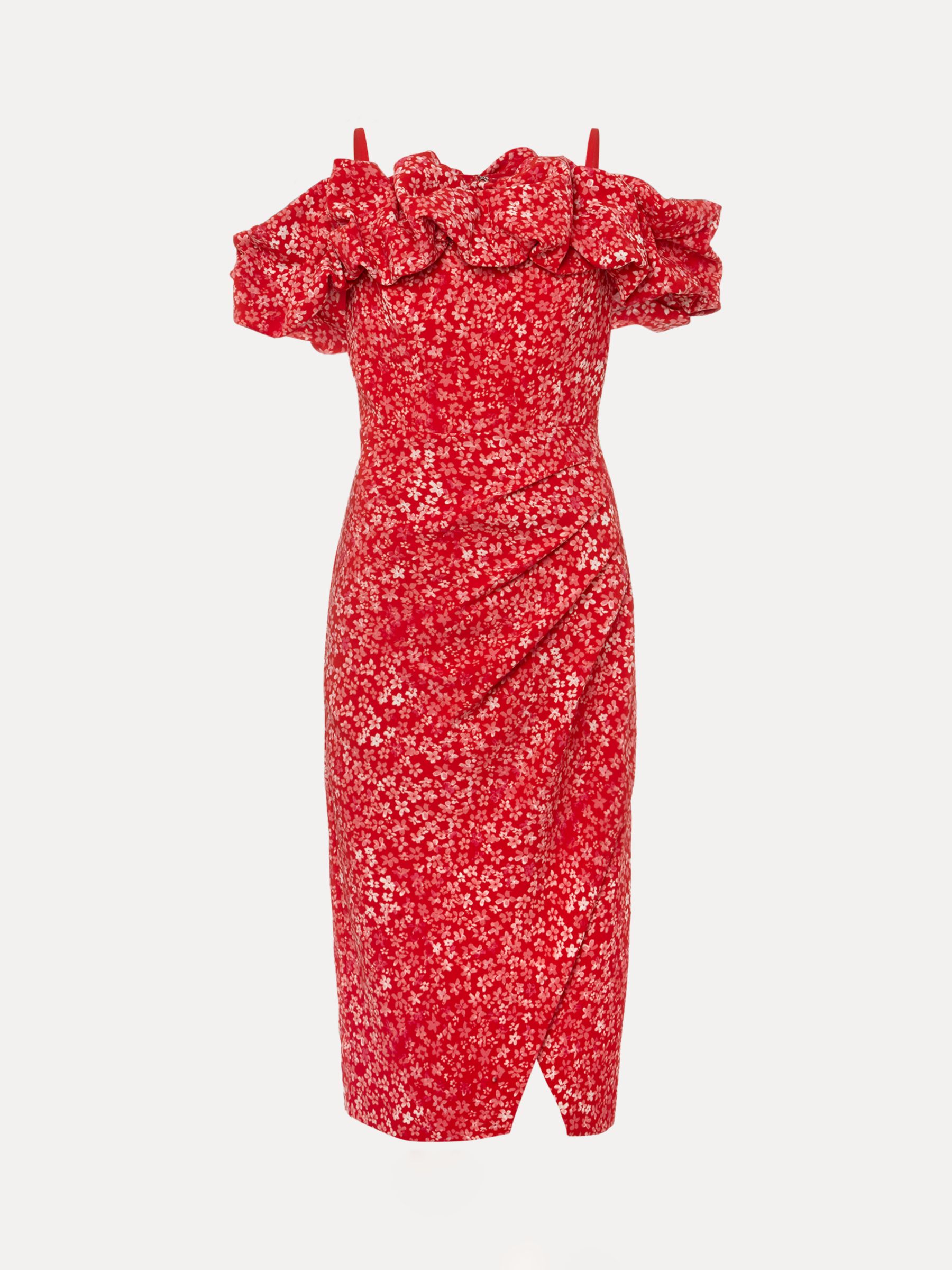 Phase Eight Senita Floral Dress, Red/Multi, 10