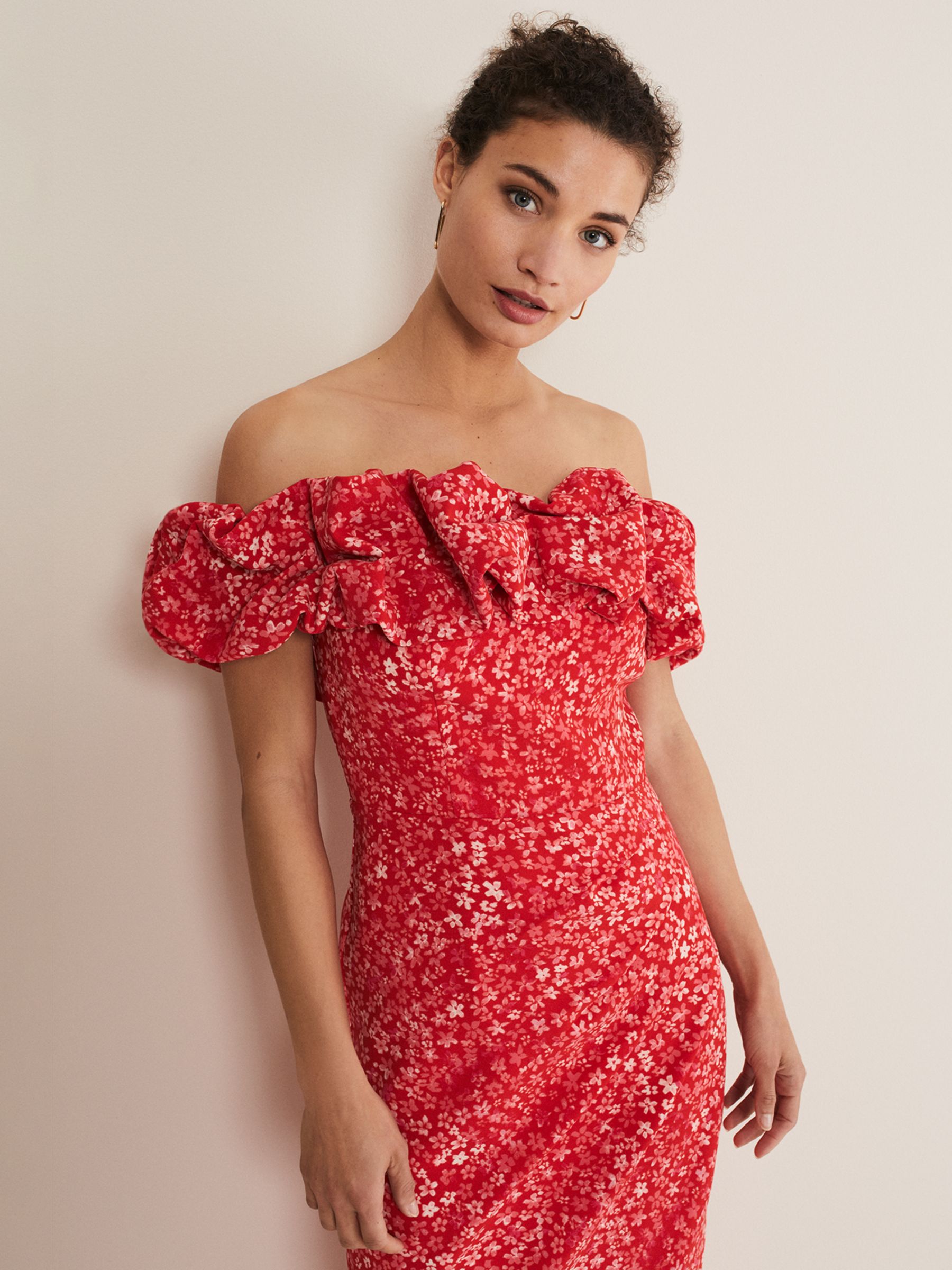 Buy Phase Eight Senita Floral Dress, Red/Multi Online at johnlewis.com
