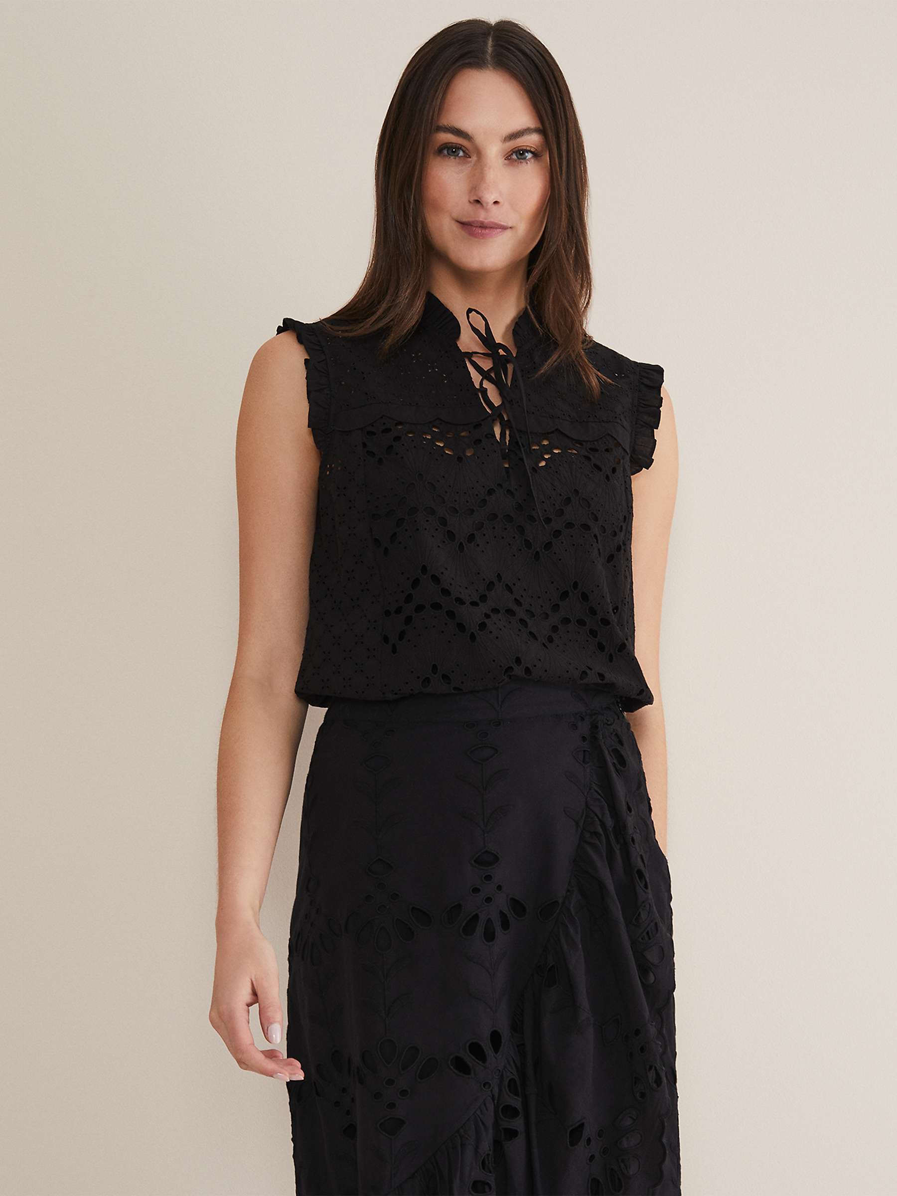 Buy Phase Eight Mollie Cotton Blouse, Black Online at johnlewis.com