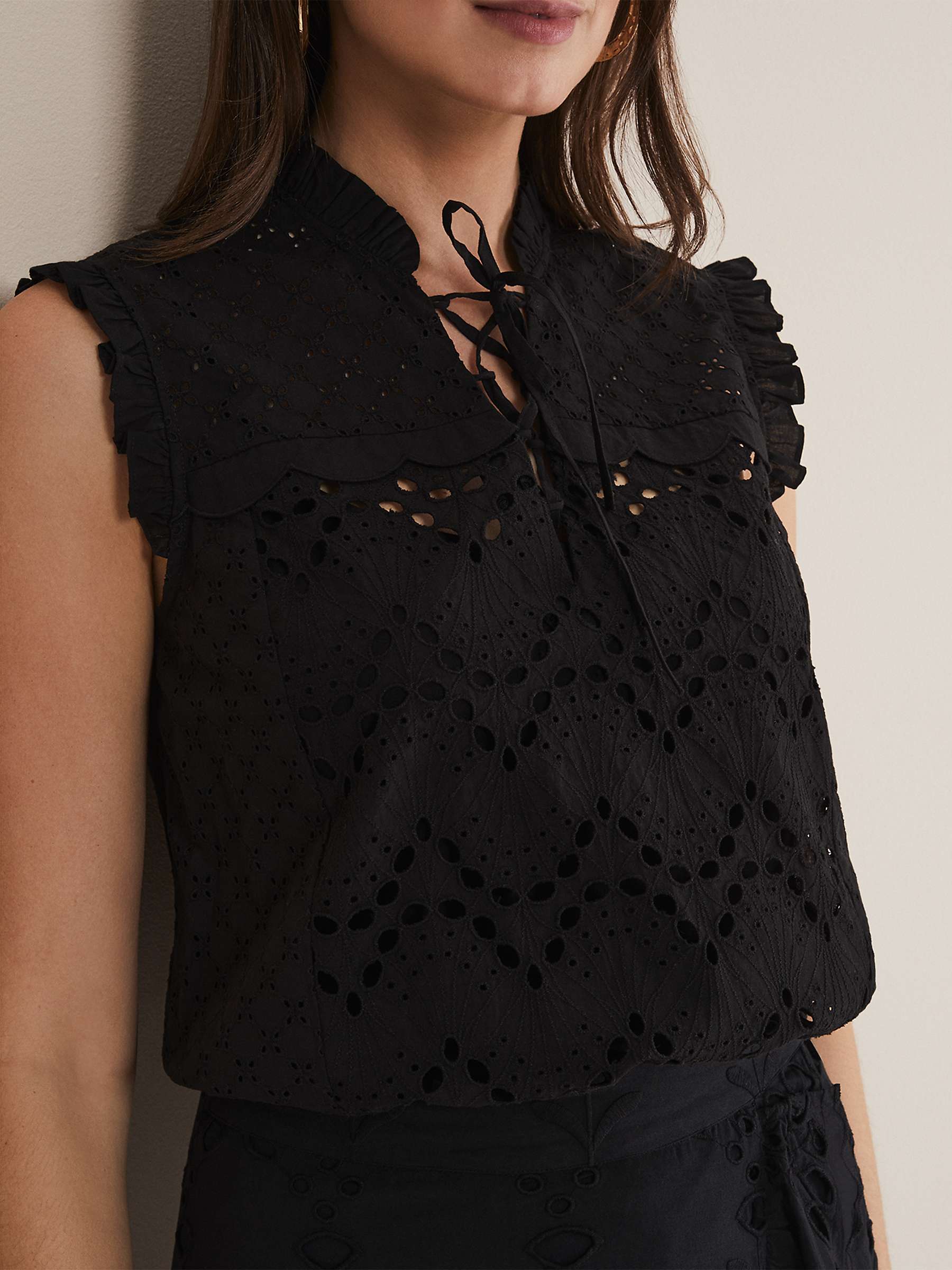 Buy Phase Eight Mollie Cotton Blouse, Black Online at johnlewis.com