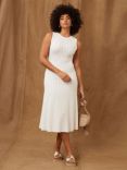 Mint Velvet Plain Textured Sleeveless Dress, White Ivory