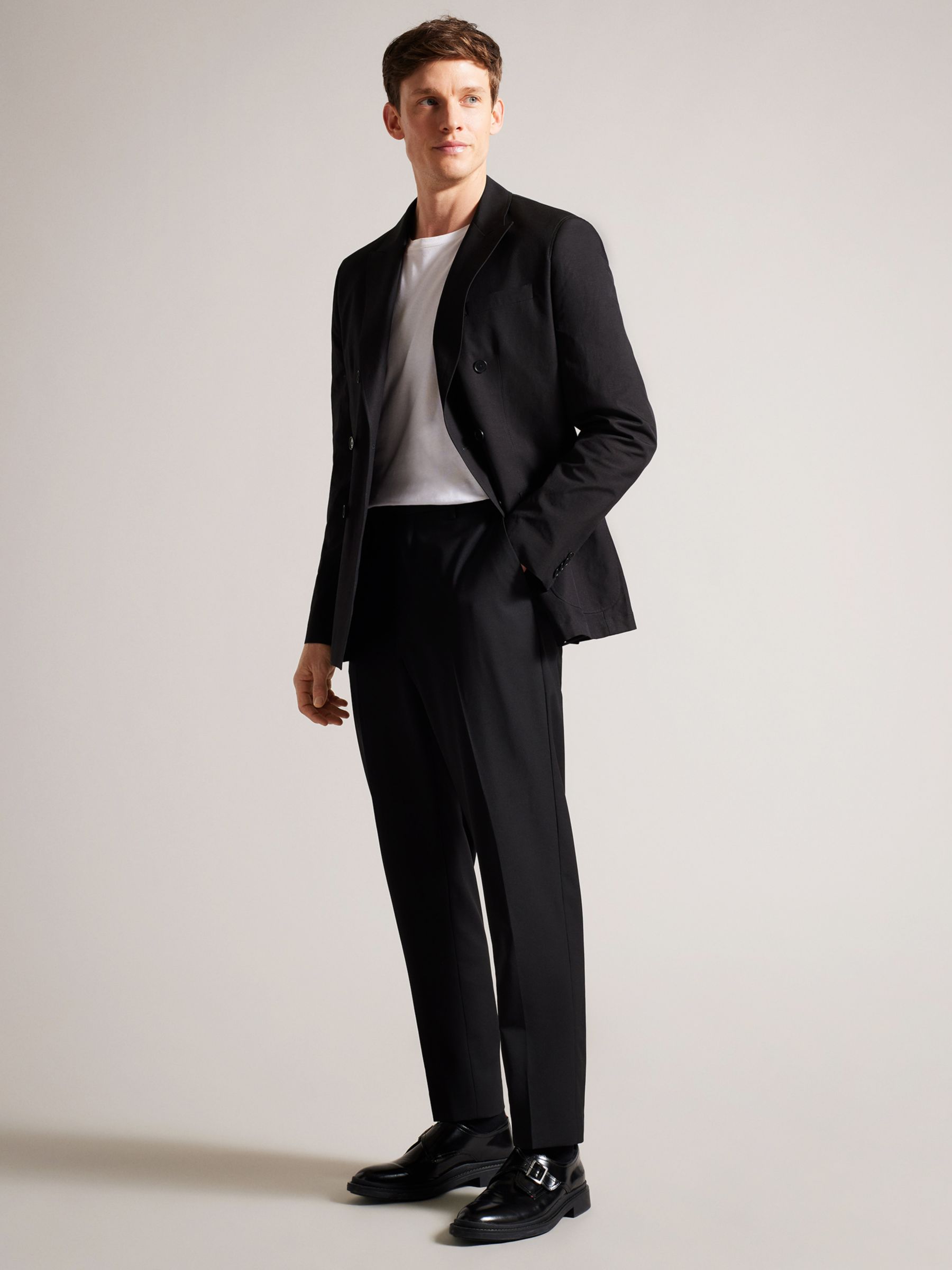 Ted Baker Cleeve Linen Blend Slim Fit Jacket, Black, XXL