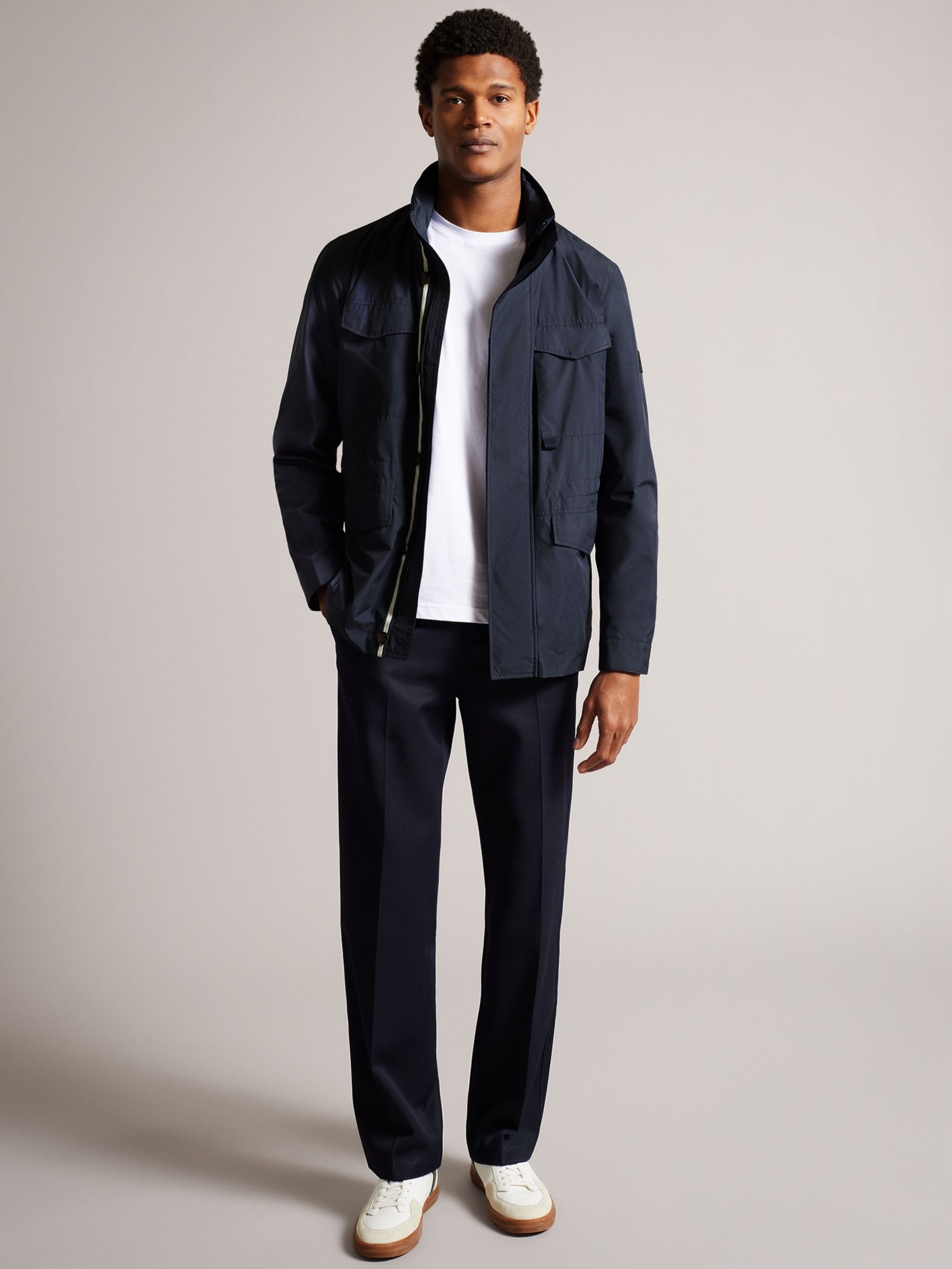 Ted Baker Garceea Field Jacket With Zip Away Hood, Navy at John Lewis ...