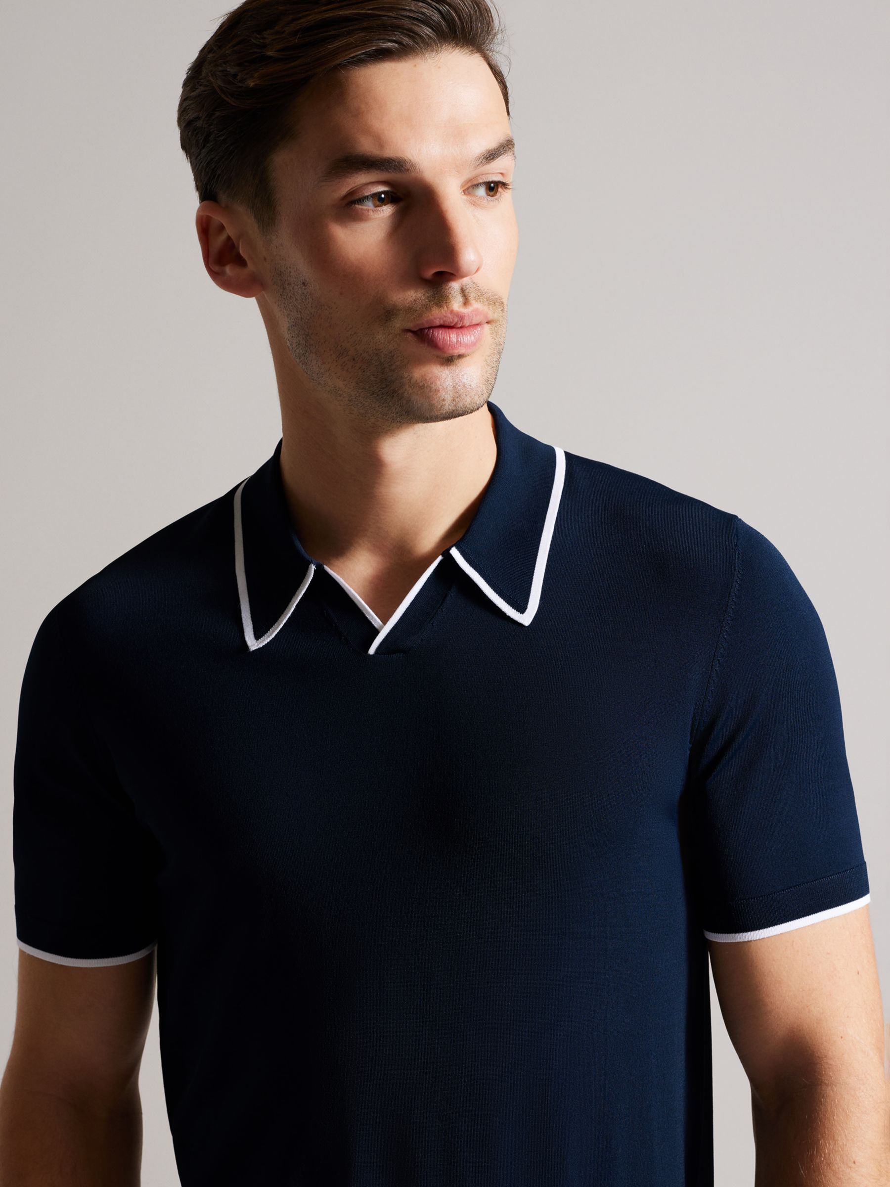 Ted Baker Stortfo Knit Polo Top, Navy, L