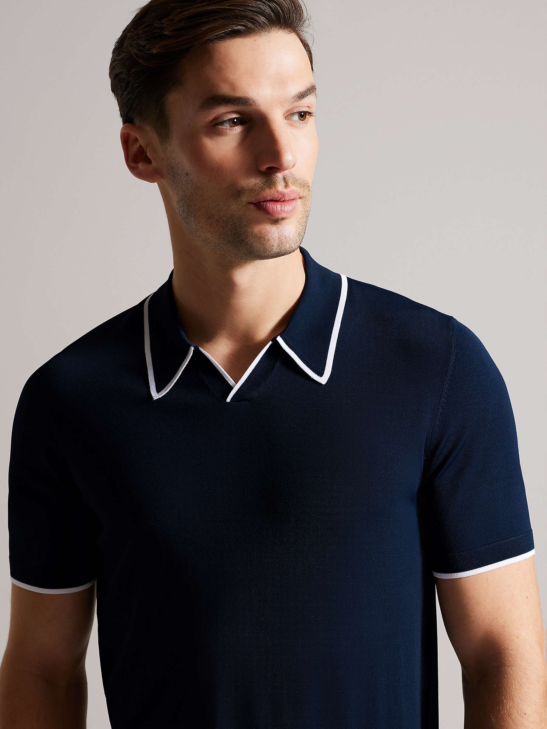 Ted Baker Stortfo Knit Polo Top, Navy at John Lewis & Partners