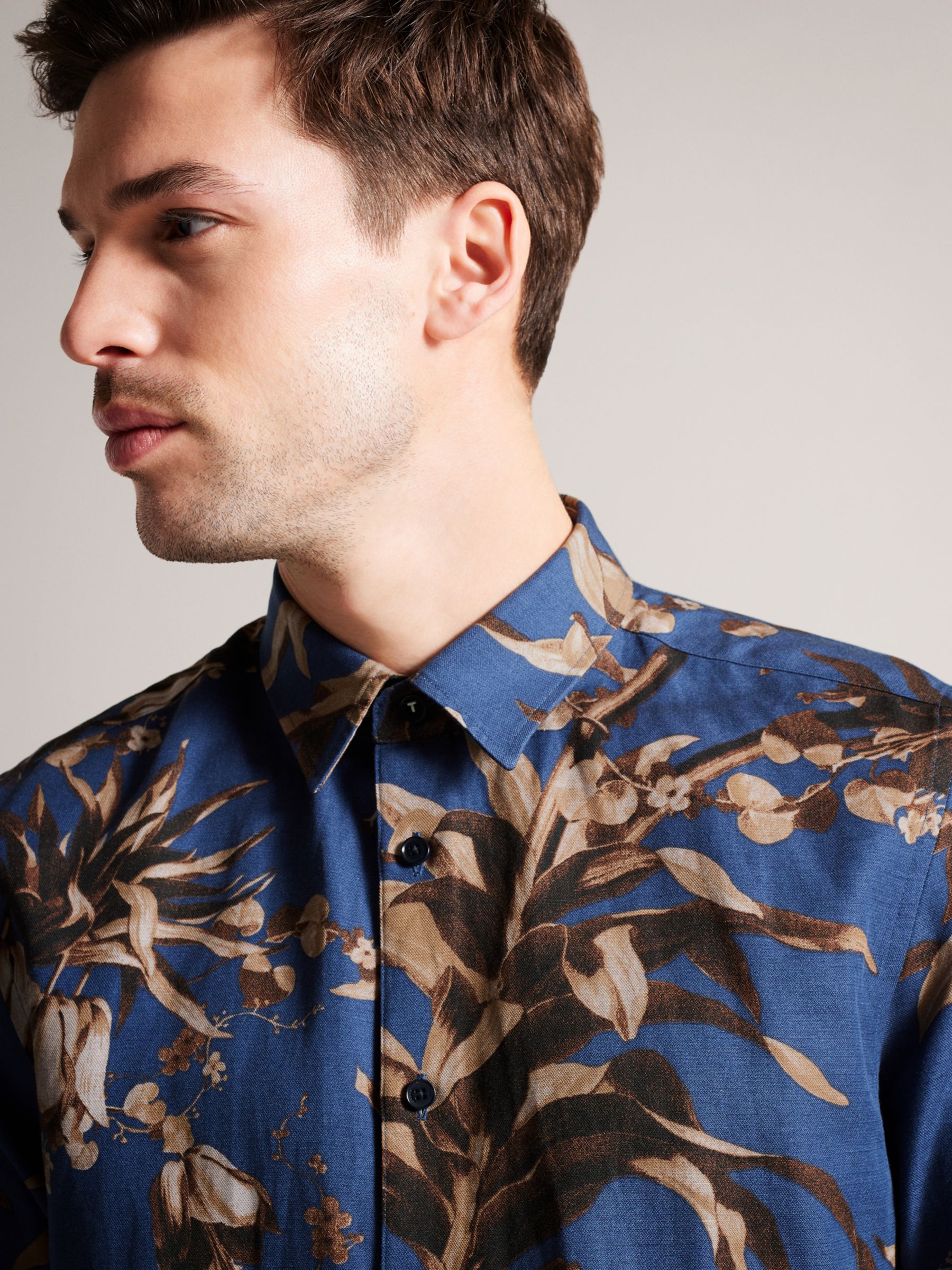 Buy Ted Baker Belmar Short Sleeve Floral Shirt, Navy/Multi Online at johnlewis.com