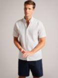 Ted Baker Lytham Short Sleeve Linen Blend Shirt, Stone