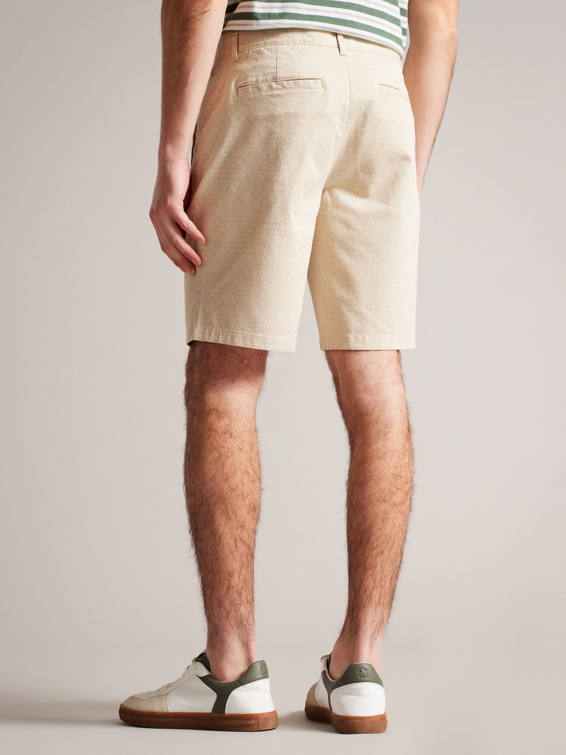Ted Baker Gomer Regular Fit Geometric Shorts, Cream, 28R