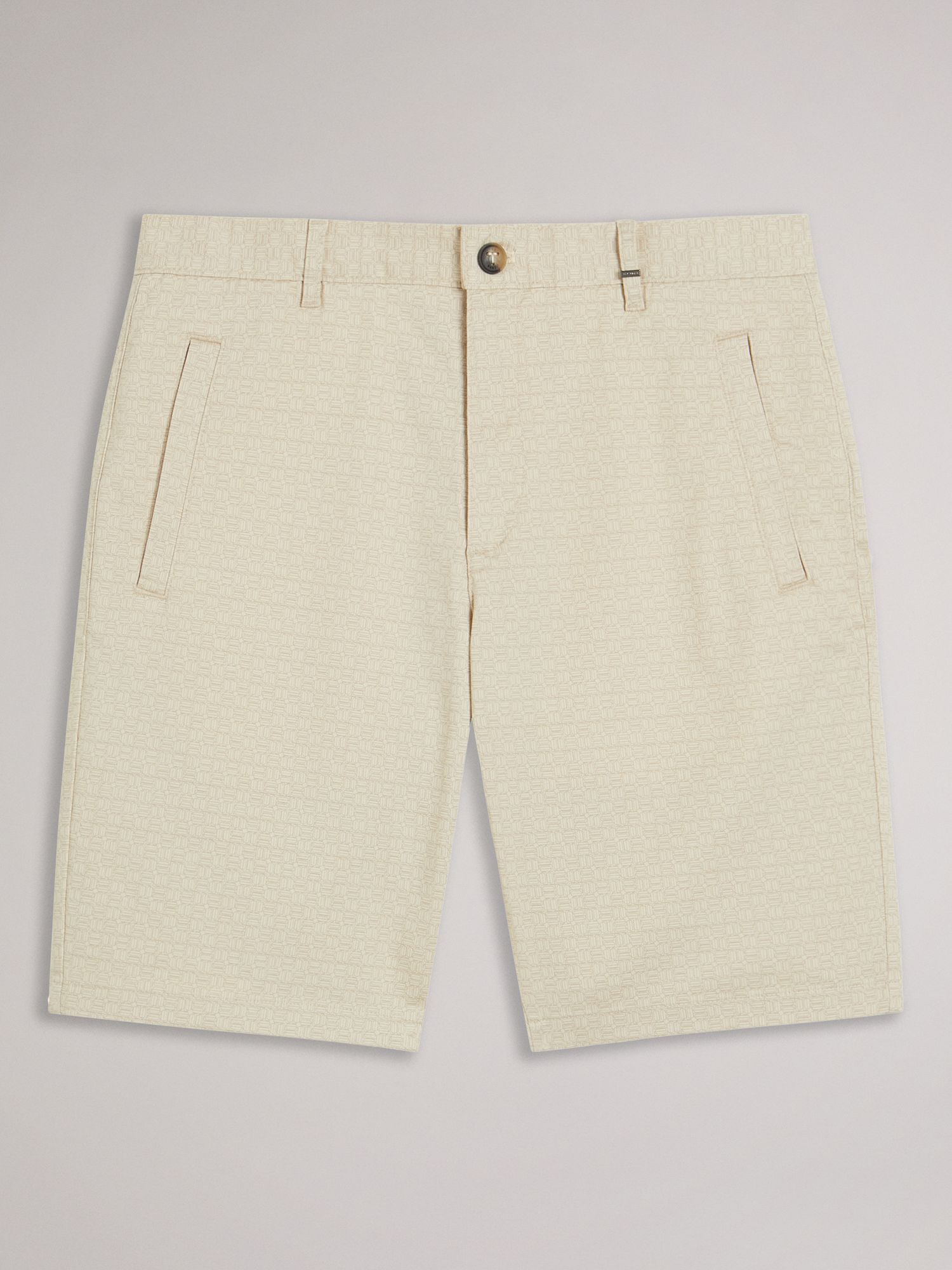 Ted Baker Gomer Regular Fit Geometric Shorts, Cream, 28R