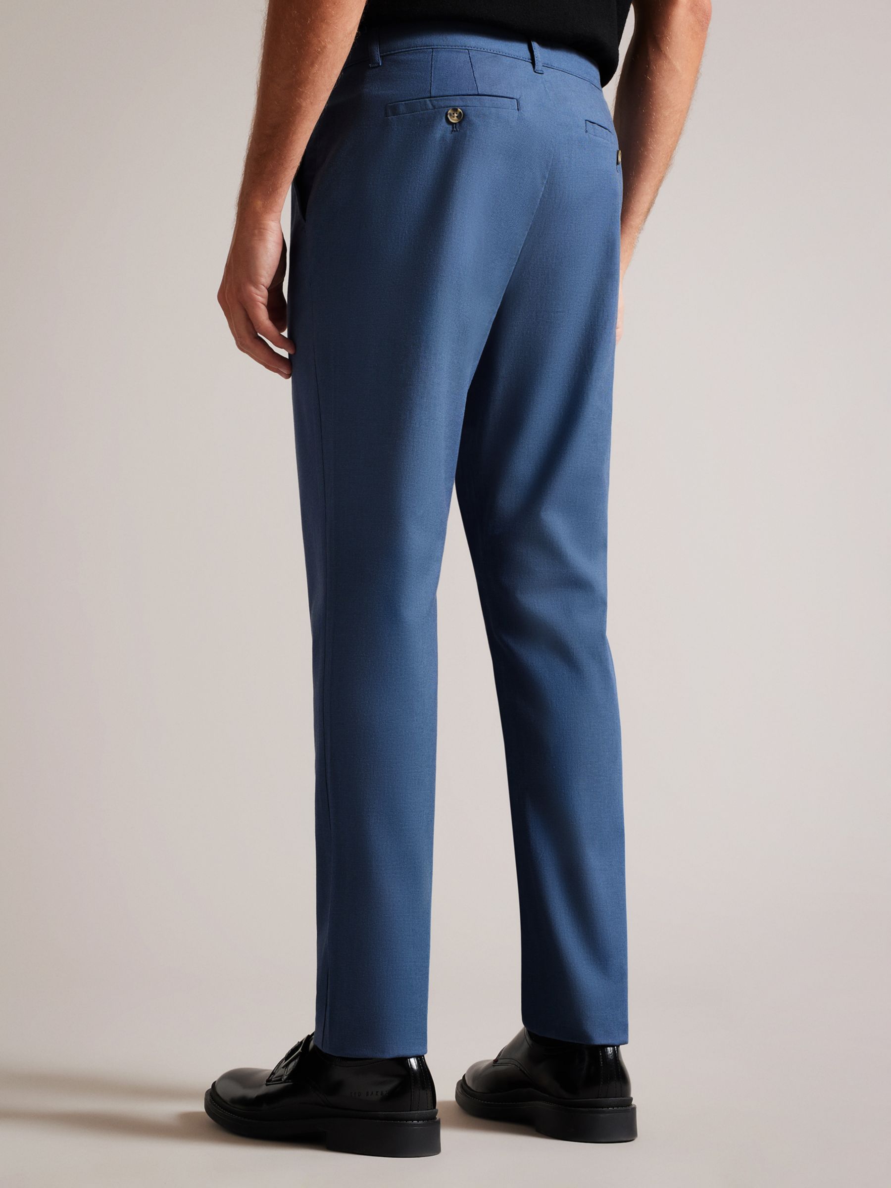 Ted Baker Portmay Slim Fit Dogtooth Trousers, Navy at John Lewis & Partners