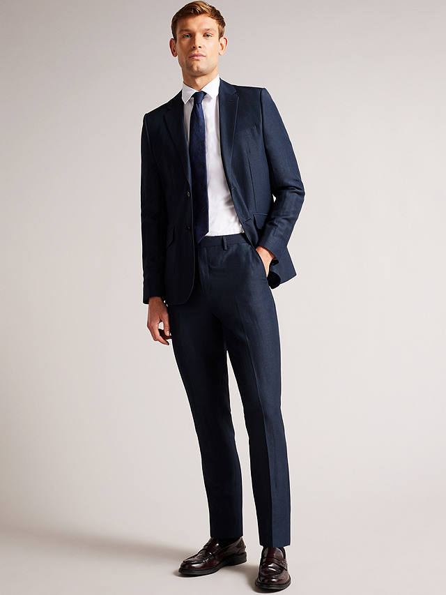 Ted Baker Lancet Slim Fit Wool Linen Trousers, Navy