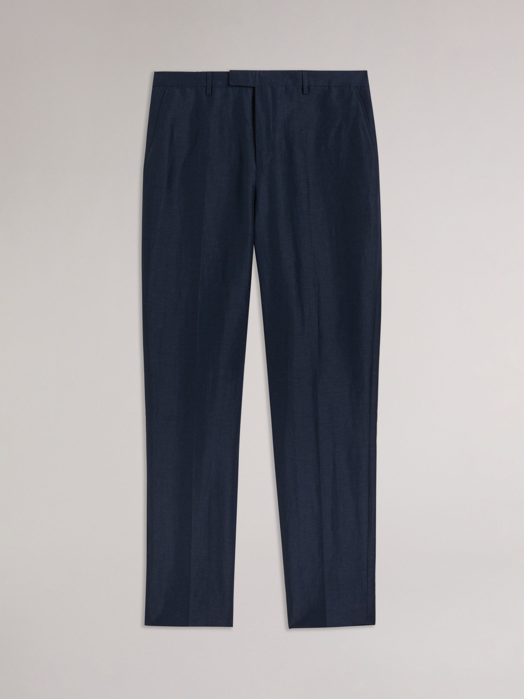 Ted Baker Lancet Slim Fit Wool Linen Trousers, Navy, 34L
