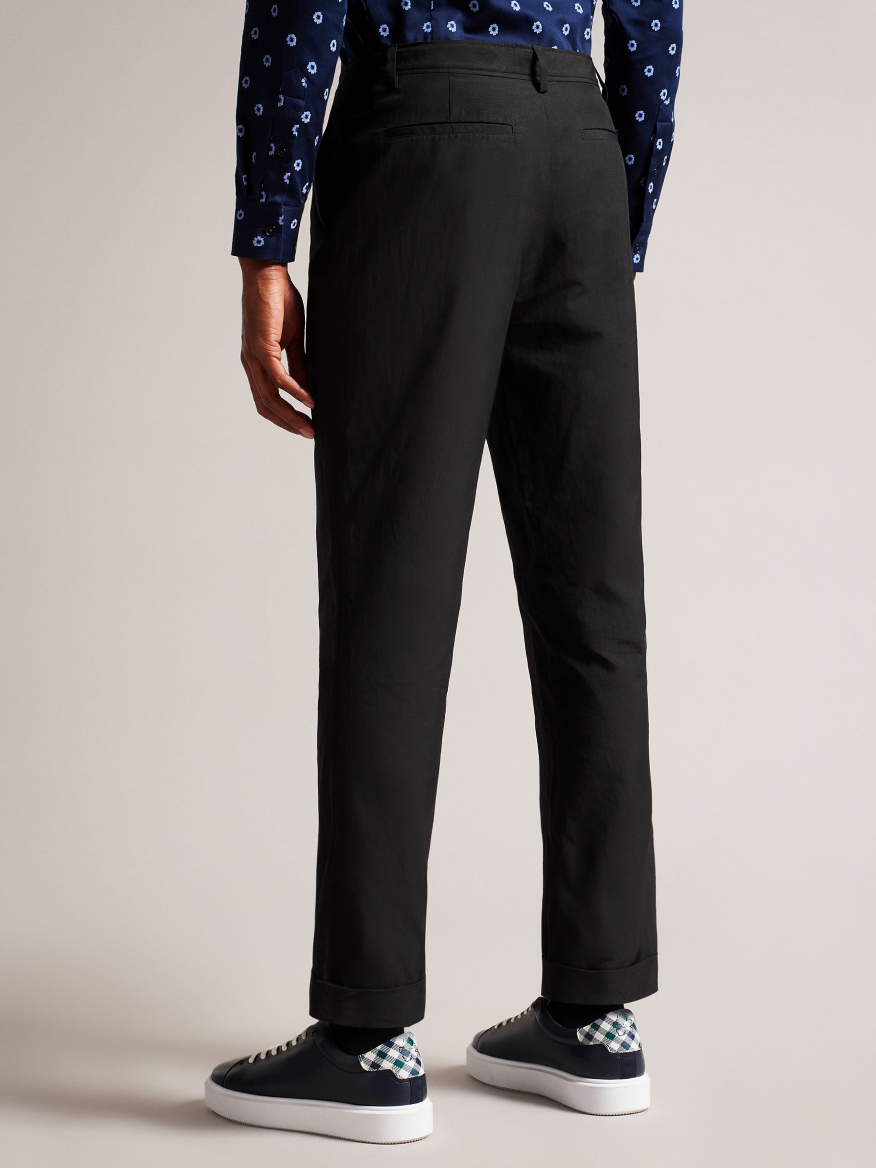 Ted Baker Cleevet Slim Fit Cotton Linen Blend Trousers, Black, 38R