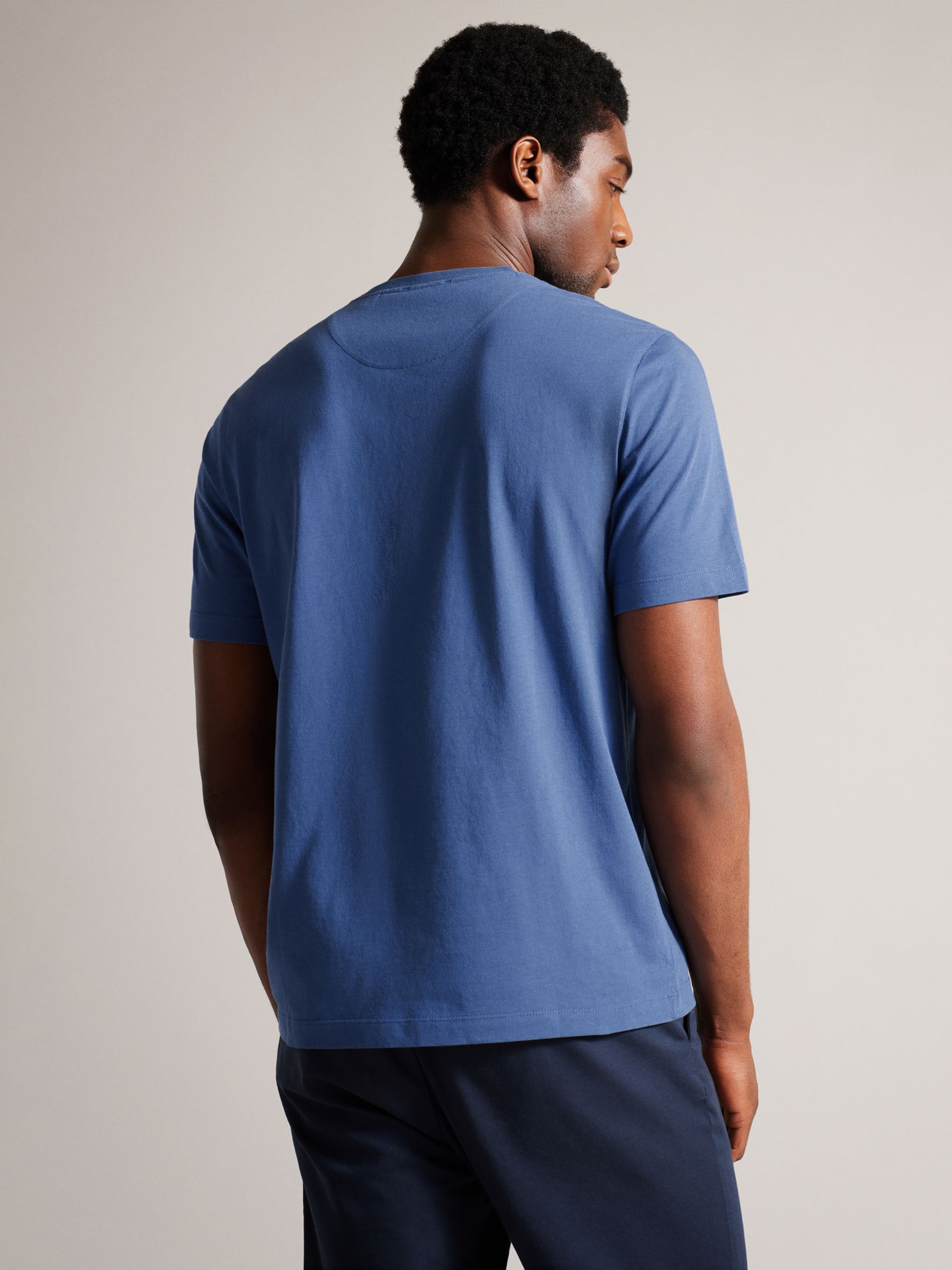 Ted Baker Short Sleeve Regular Plain T-Shirt, Blue at John Lewis & Partners