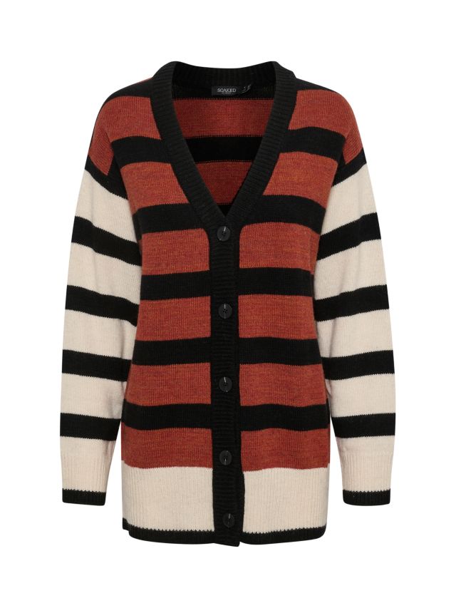 Soaked In Luxury Millicent Stripe Cardigan, Smoked Paprika, XS