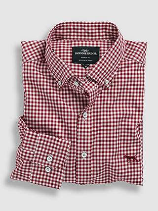 Rodd & Gunn Superfine Gunn Check Long Sleeve Cotton Shirt, Claret