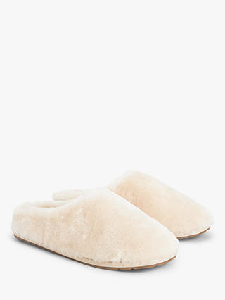 John Lewis Shearling Mule Slippers, Light Cream