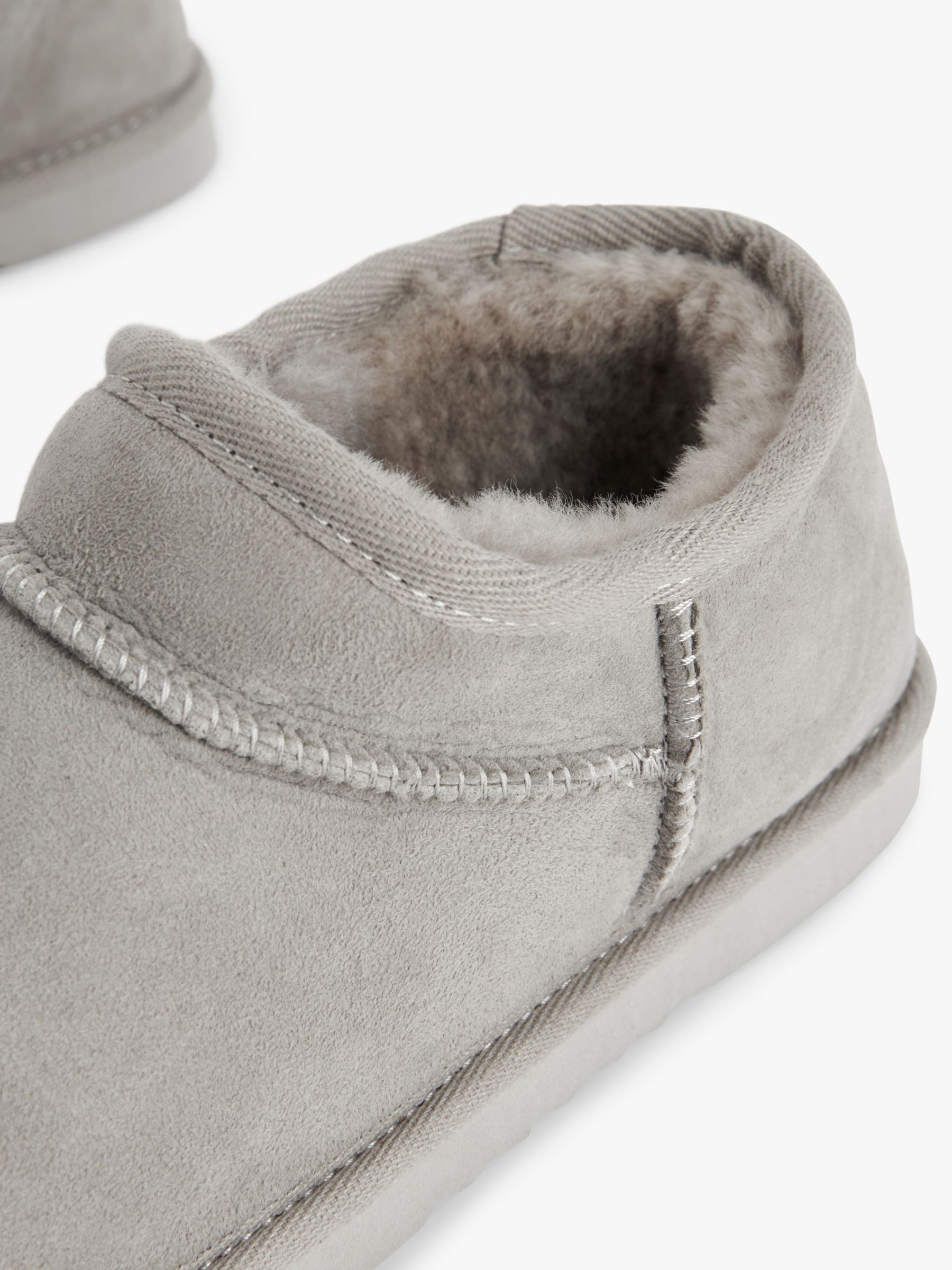 John Lewis Sheepskin Cropped Slipper Boots, Light Grey