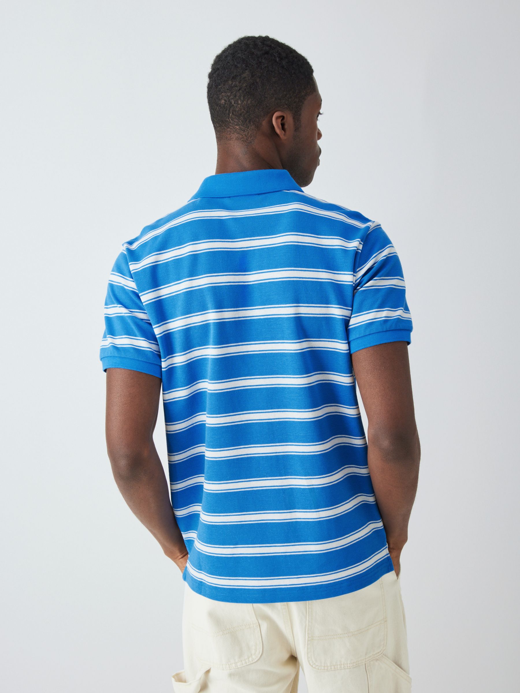 GANT Stripe Short Sleeve Polo, Blue/White