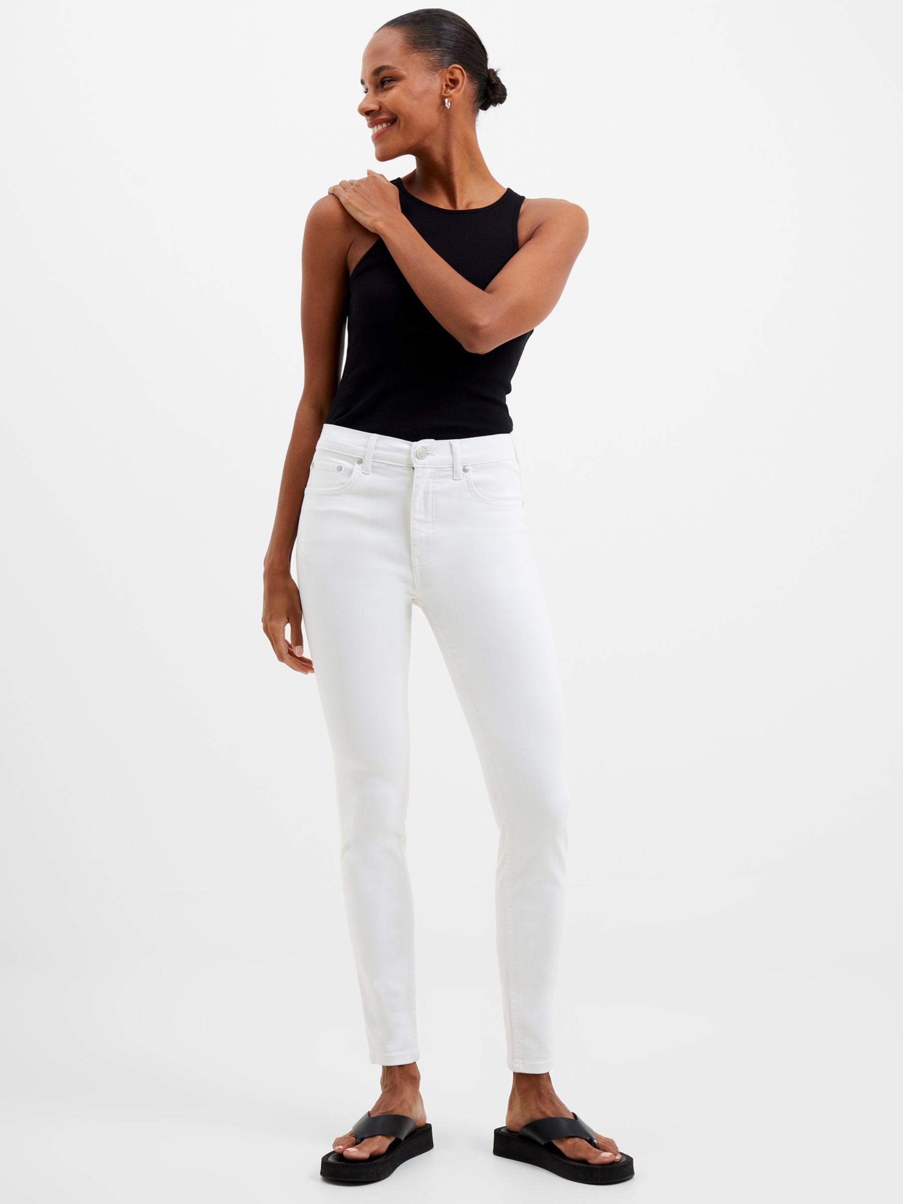 French Connection Rebound Skinny Jeans, White, 10