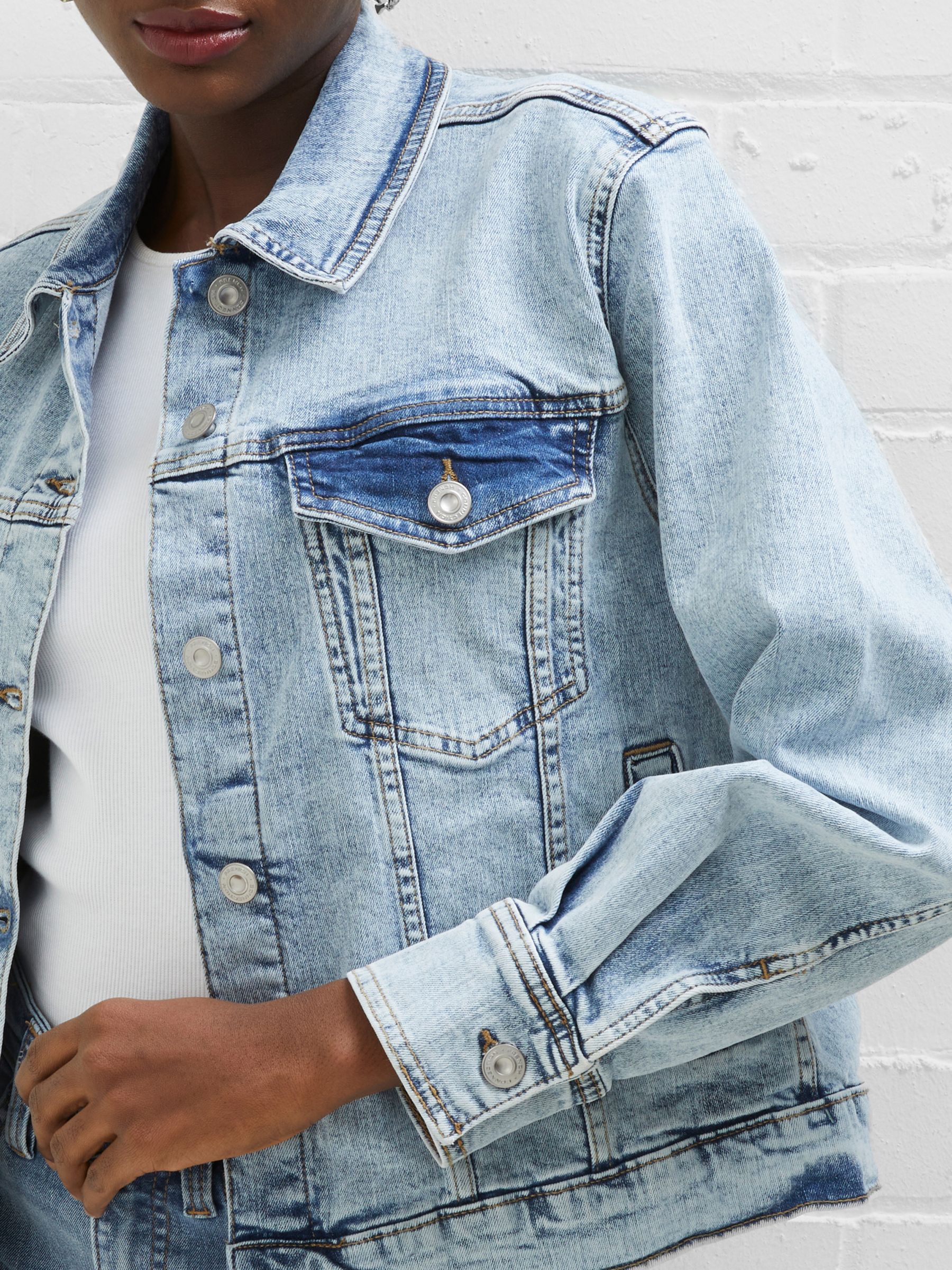 Buy French Connection Conscious Stretch Trucker Denim Jacket, Bleach Blue Online at johnlewis.com