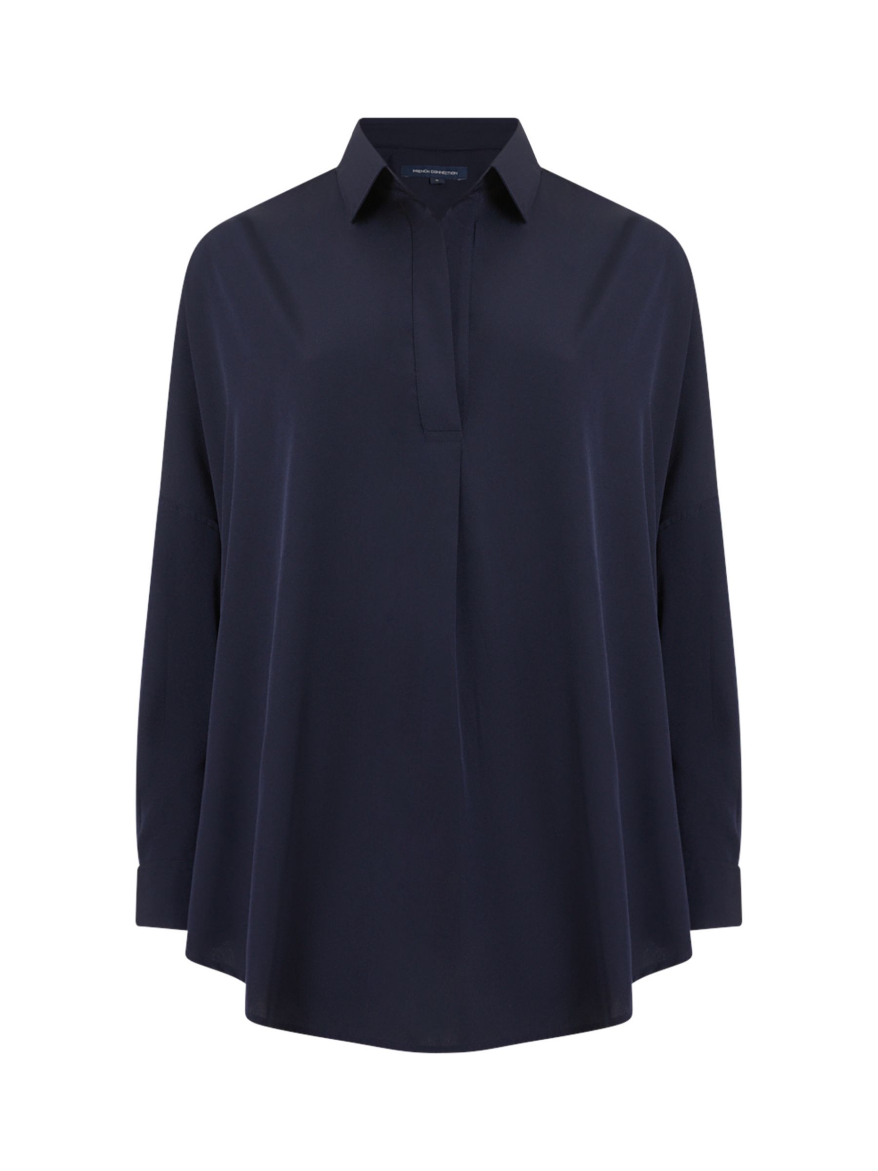French Connection Rhodes Recycled Crepe Popover Shirt, Utility Blue at ...