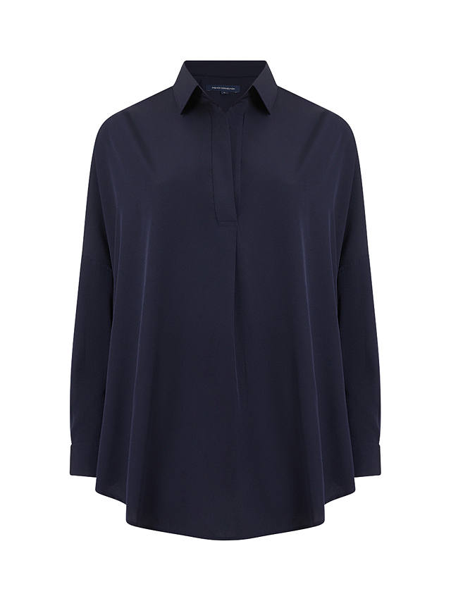 French Connection Rhodes Recycled Crepe Popover Shirt, Utility Blue