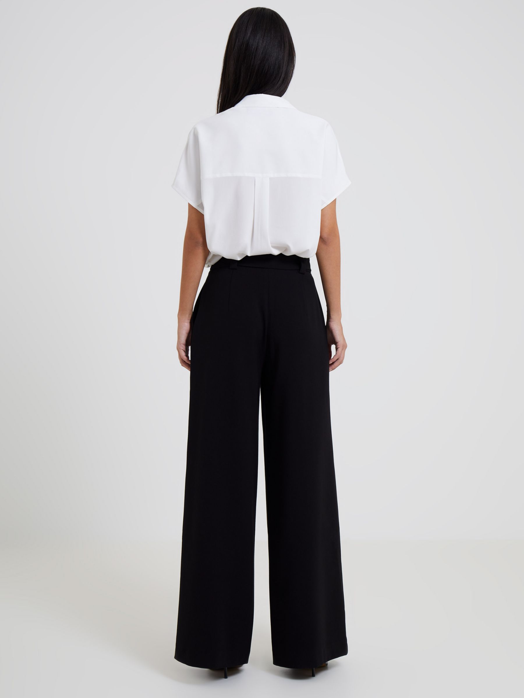 French Connection Wisper Full Length Palazzo Trousers, Black at John ...