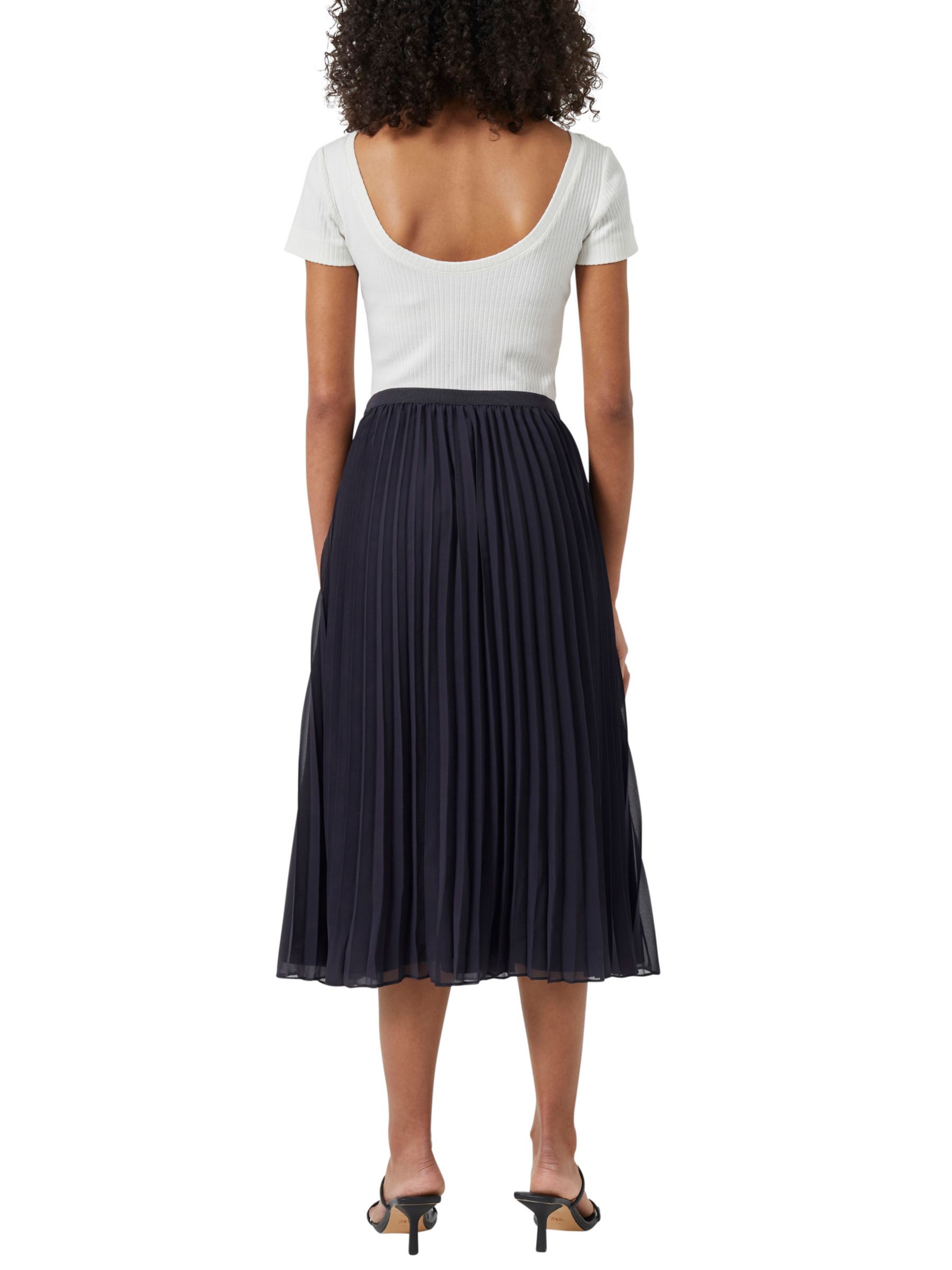French Connection Pleated Solid Midi Skirt, Utility Blue, XS