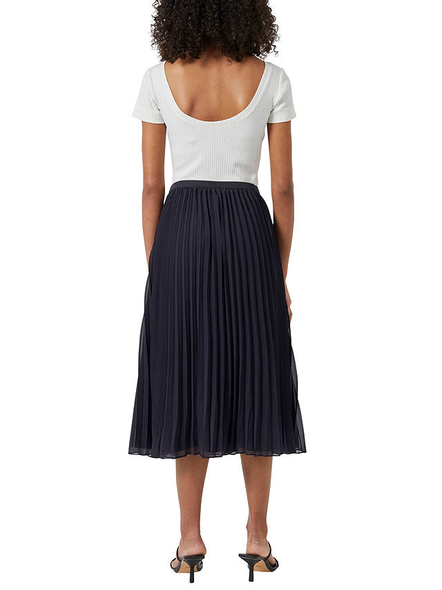 French Connection Pleated Solid Midi Skirt, Utility Blue
