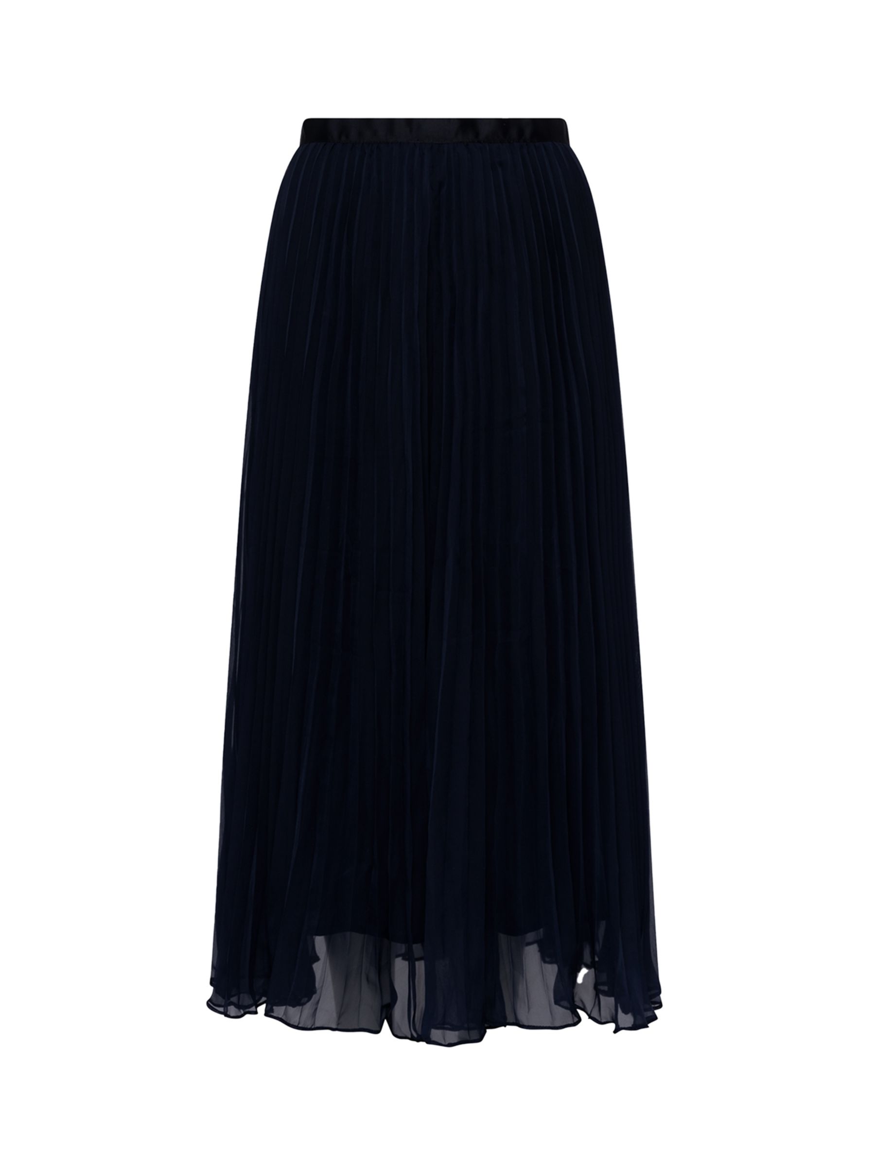 French Connection Pleated Solid Midi Skirt, Utility Blue at John Lewis ...