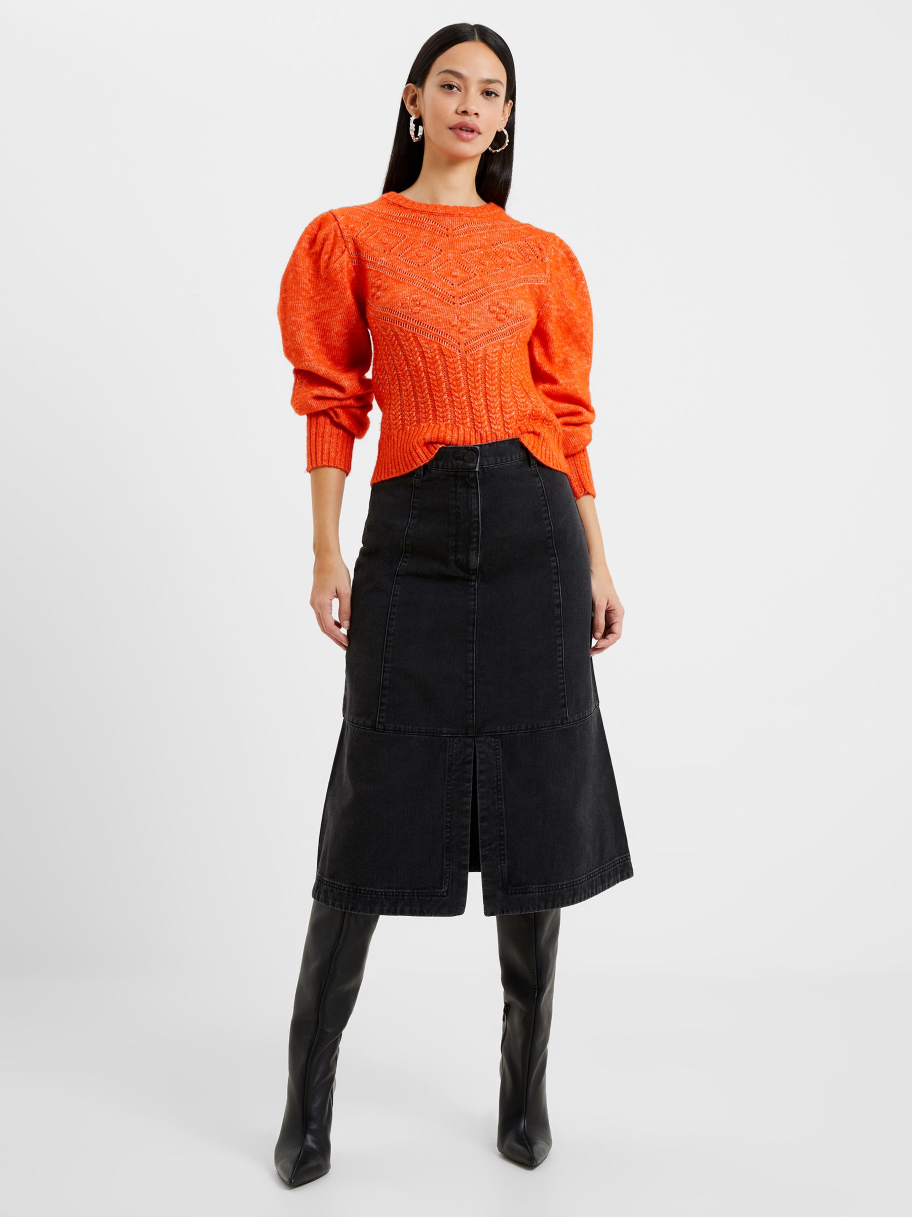 Buy French Connection Denim Midi Skirt, Vintage Black Online at johnlewis.com