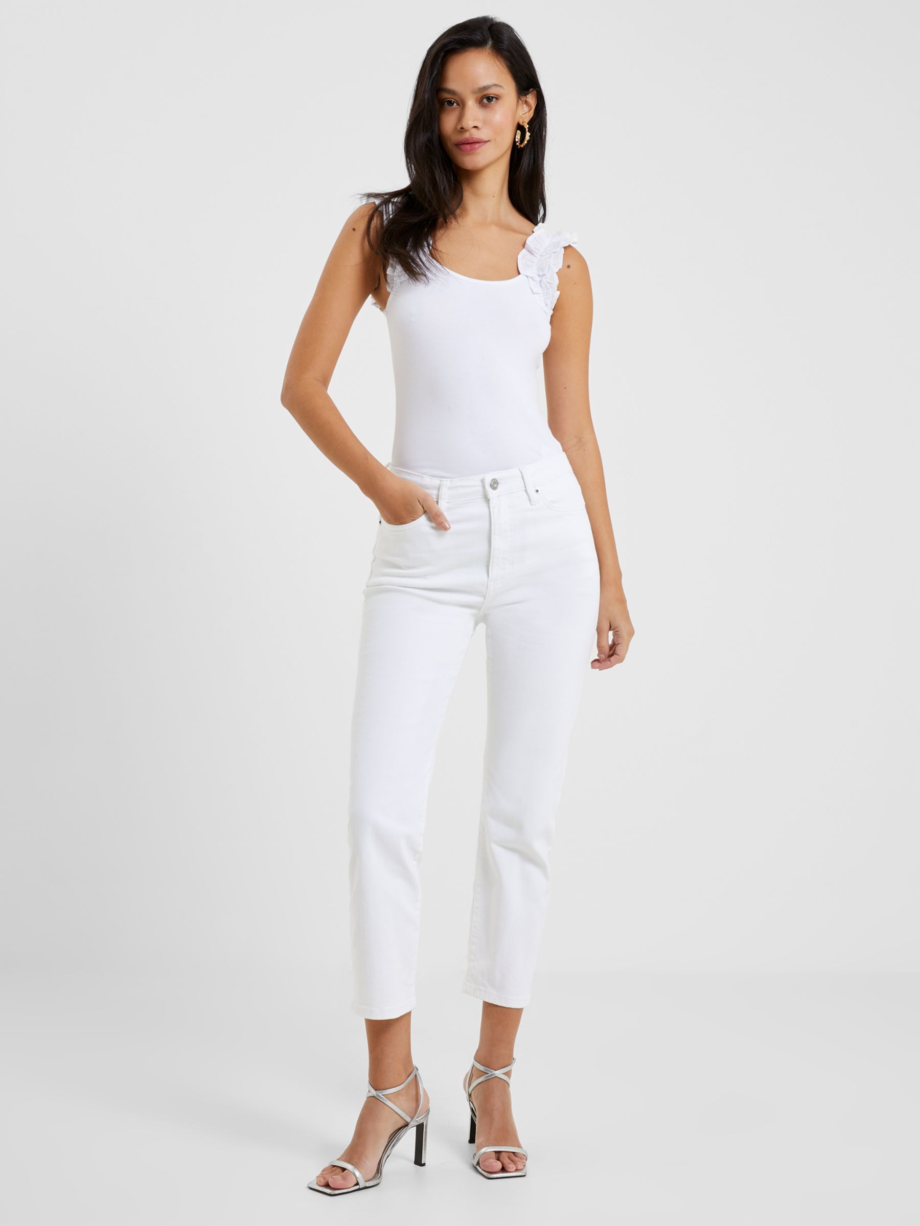 French Connection Conscious Stretch Cropped Jeans, White, 16