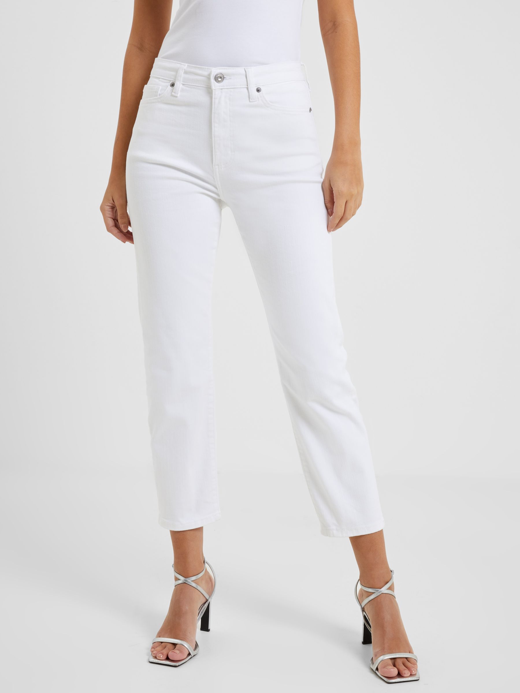 French Connection Conscious Stretch Cropped Jeans, White at John Lewis ...