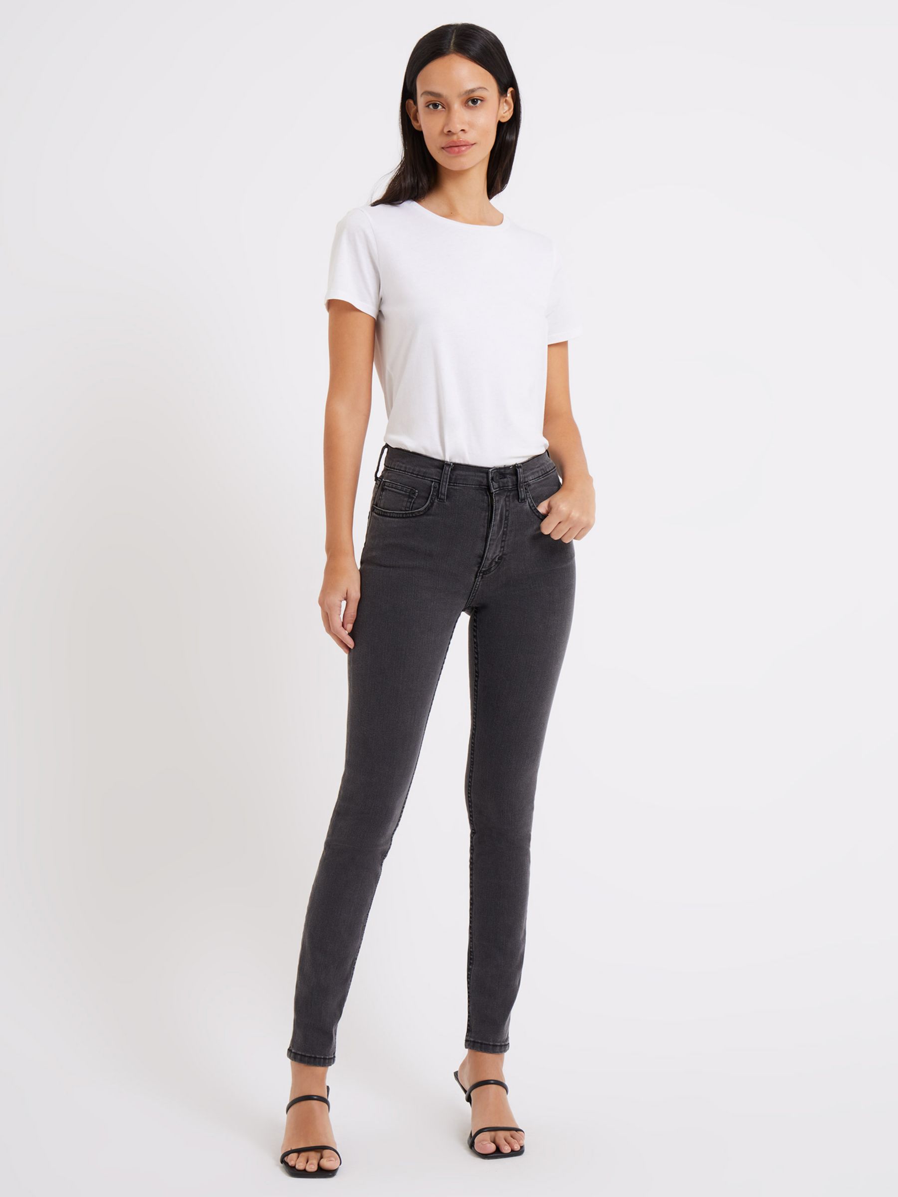 French Connection Rebound Response Skinny Jeans, Charcoal, 6