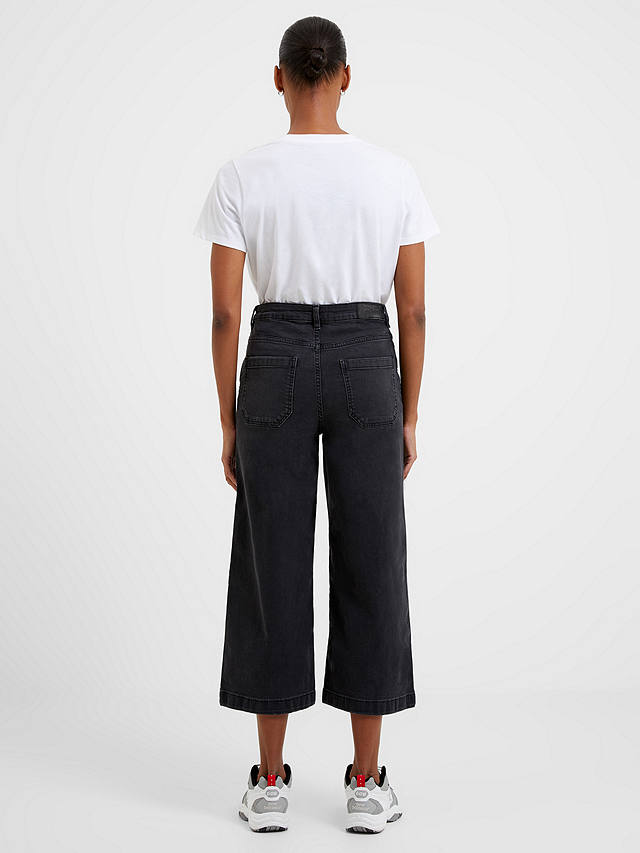 French Connection Stretch Wide Culotte Trousers, Black