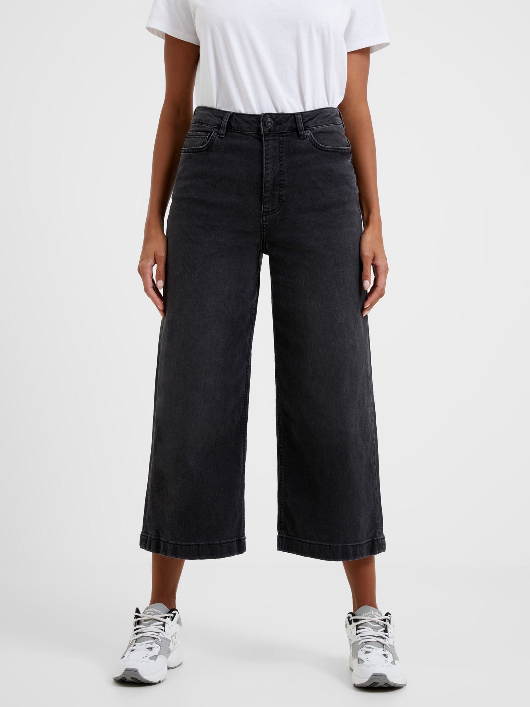 French Connection Stretch Wide Culotte Trousers, Black at John Lewis ...