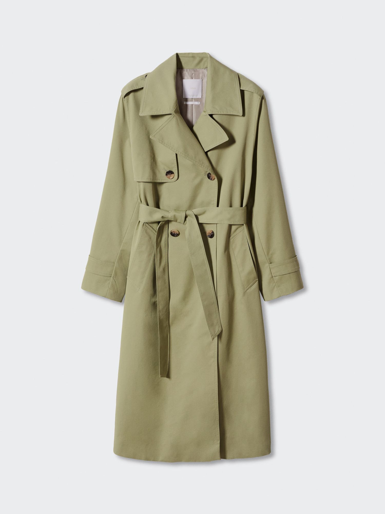 Mango Double Breasted Trench Coat, Khaki at John Lewis & Partners