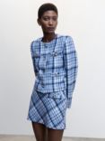 Mango Clara Check Tweed Mini Skirt, Blue, Blue