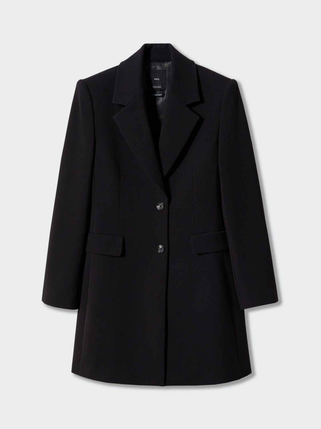 Mango Sugus Fitted Double Breasted Coat, Black at John Lewis & Partners