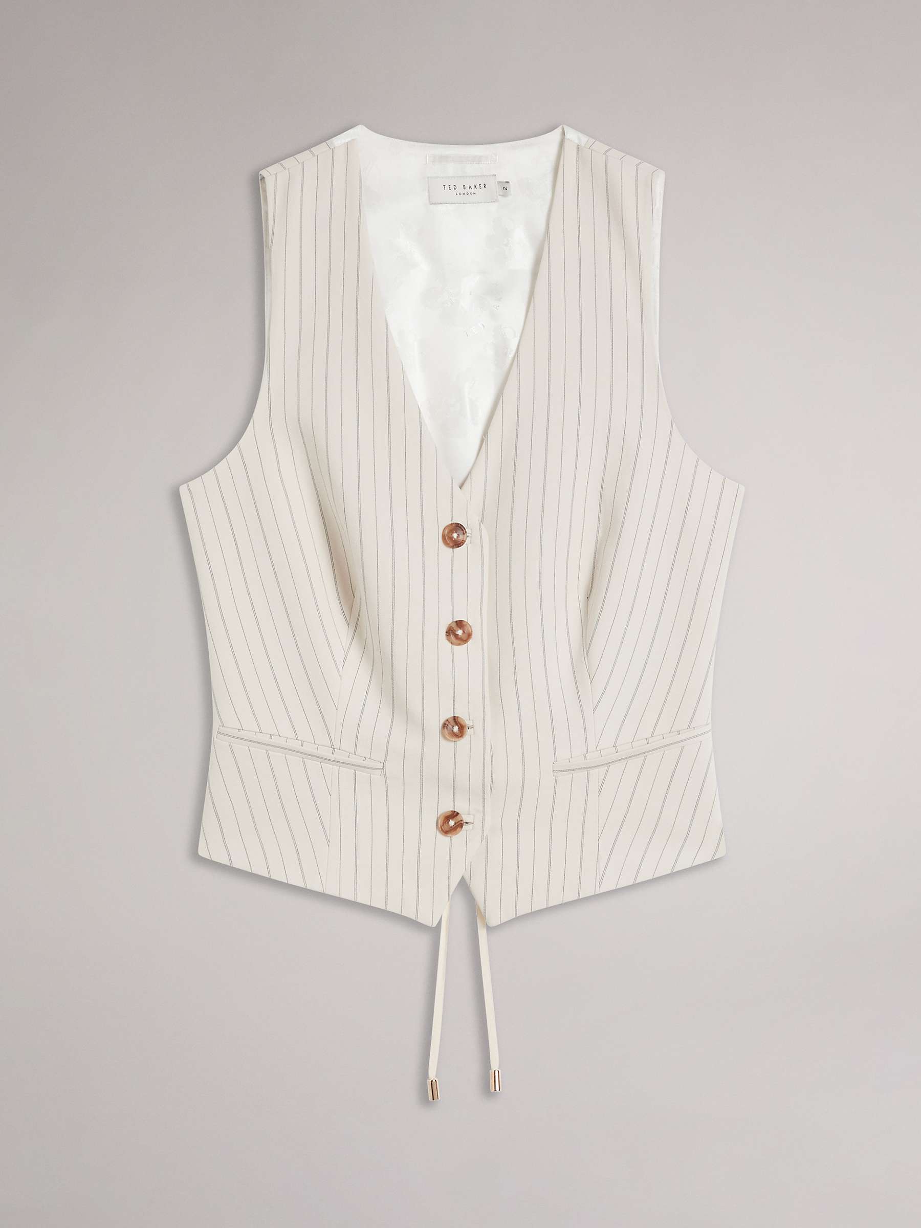 Buy Ted Baker V-Neck Fitted Waistcoat, Cream Online at johnlewis.com